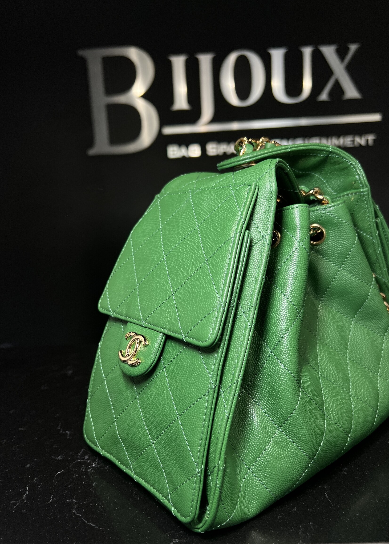 Chanel Chanel 25 Small Green Caviar