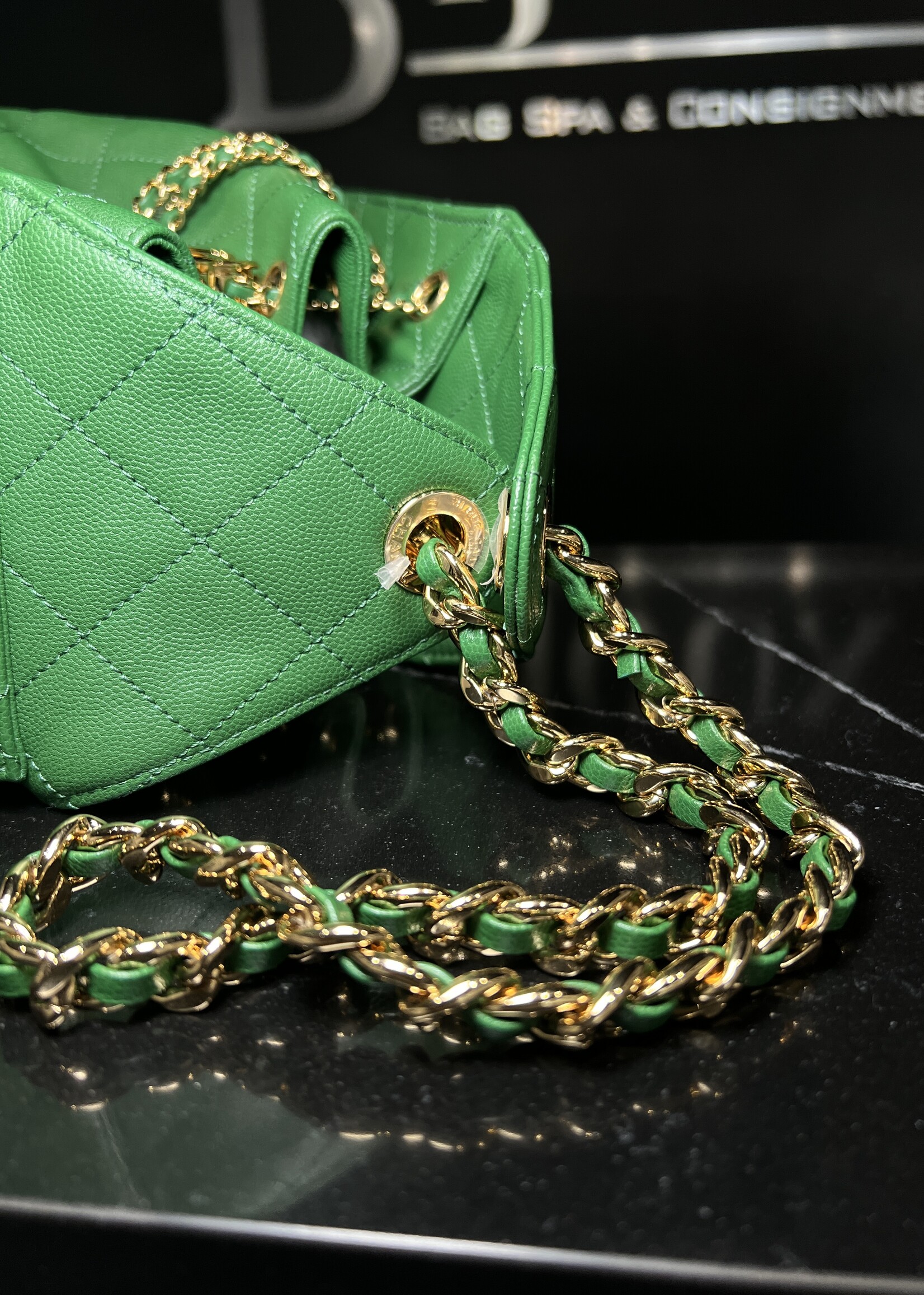 Chanel Chanel 25 Small Green Caviar