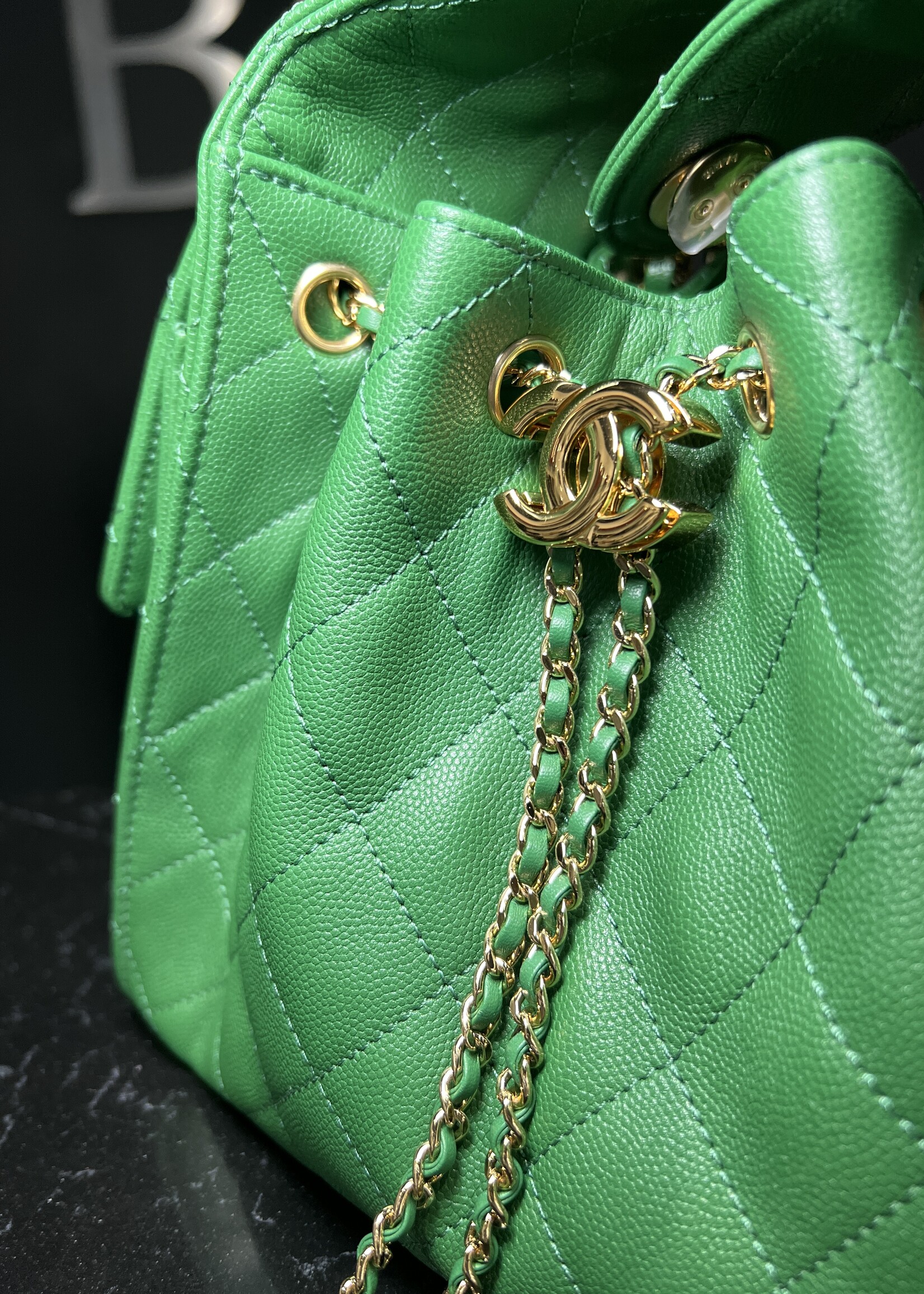 Chanel Chanel 25 Small Green Caviar