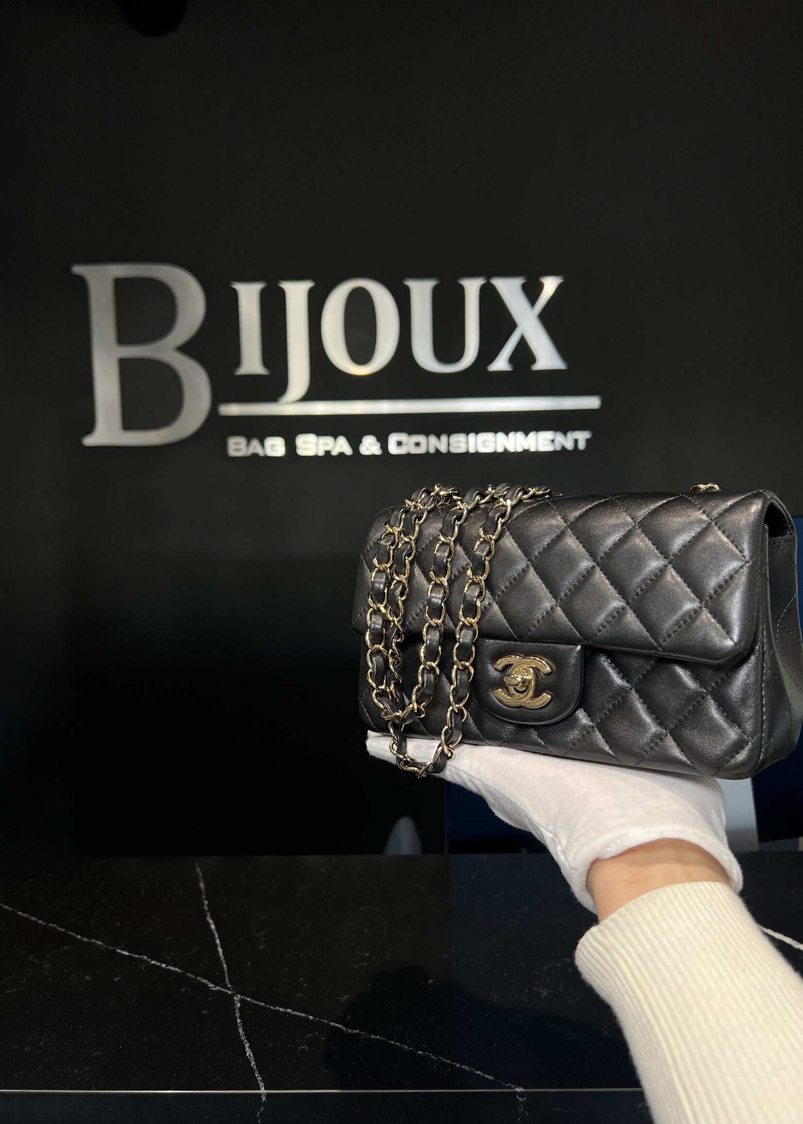 Chanel Chanel Mini Rectangle Flap Black GHW