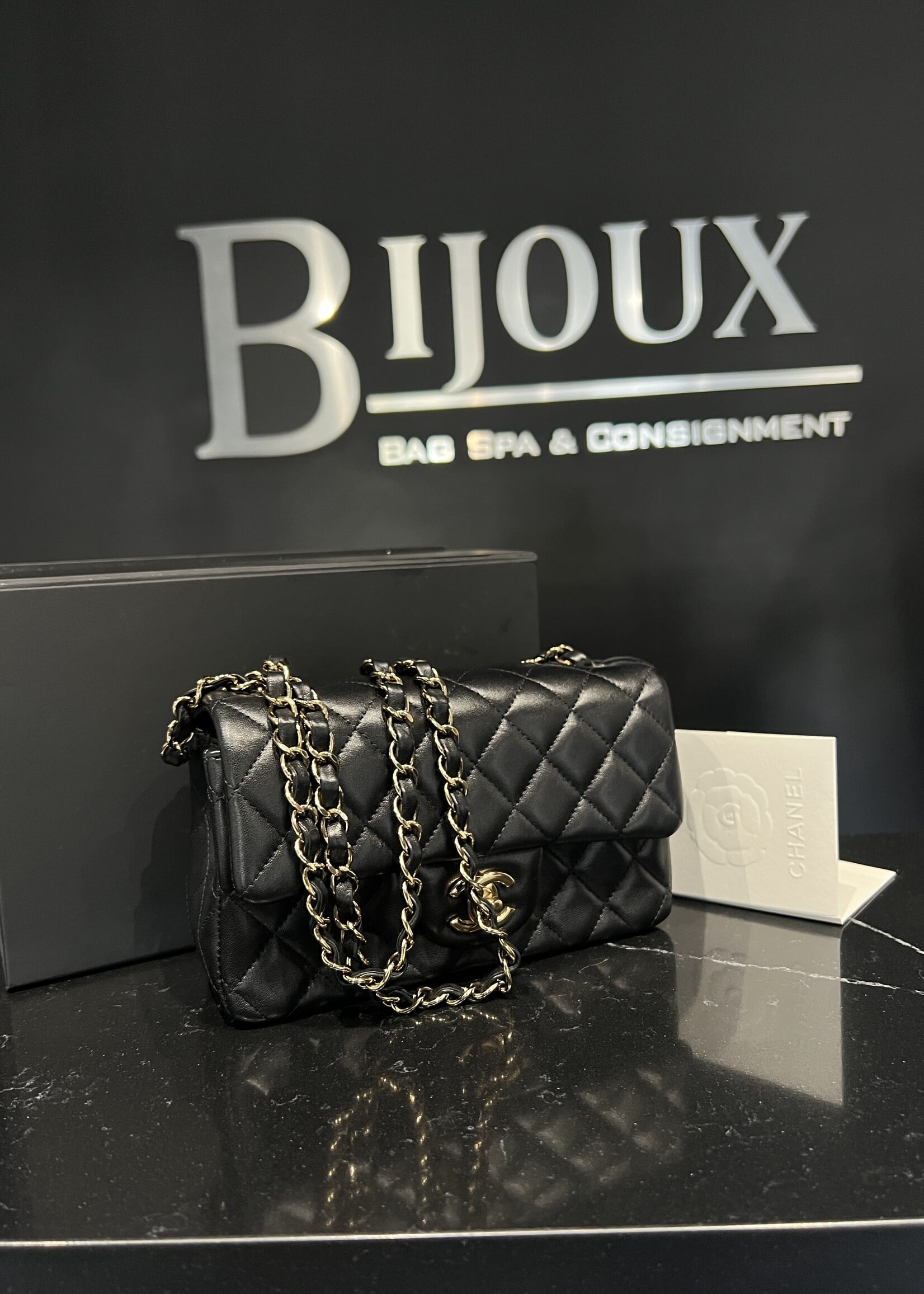Chanel Chanel Mini Rectangle Flap Black GHW