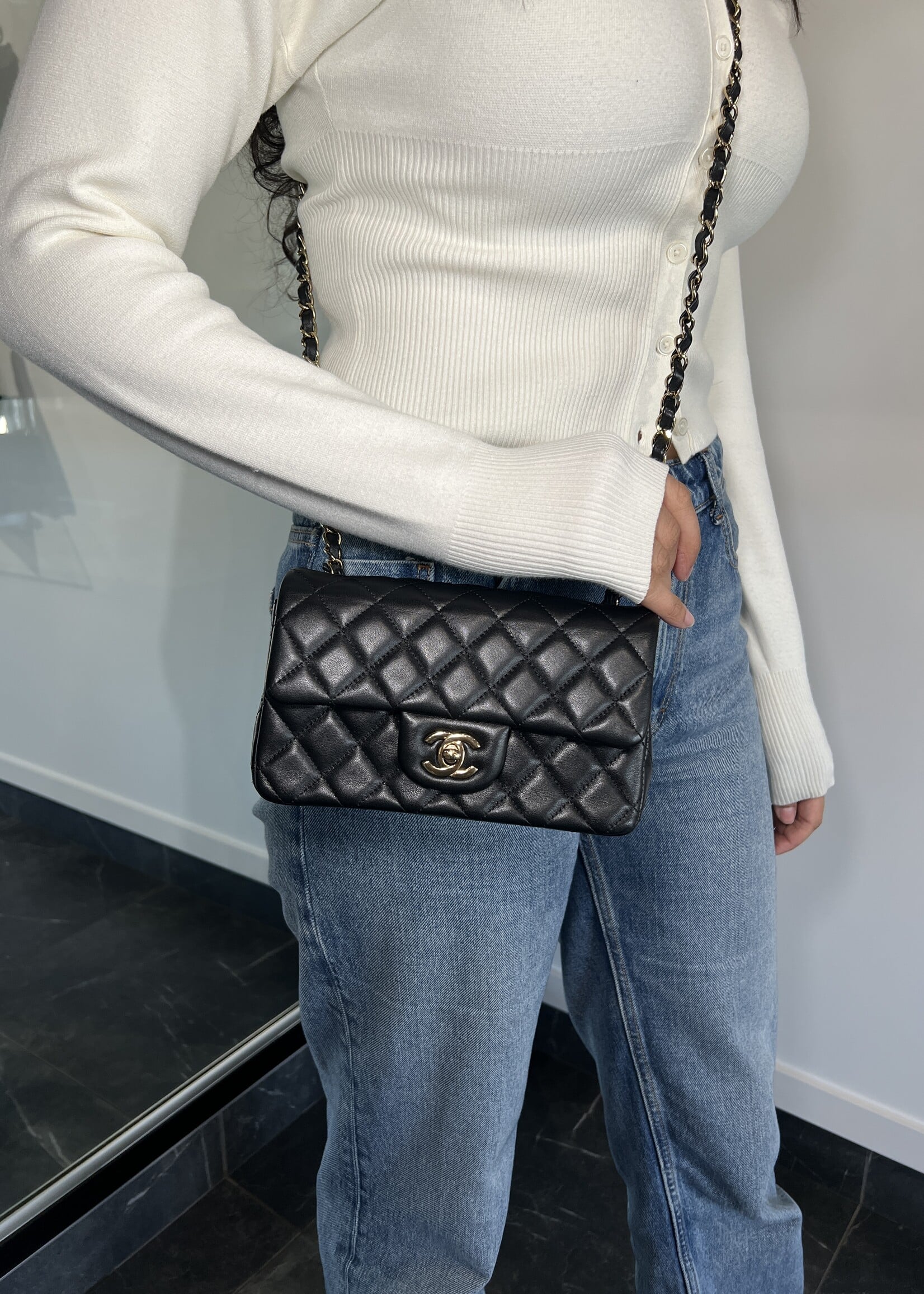 Chanel Chanel Mini Rectangle Flap Black GHW