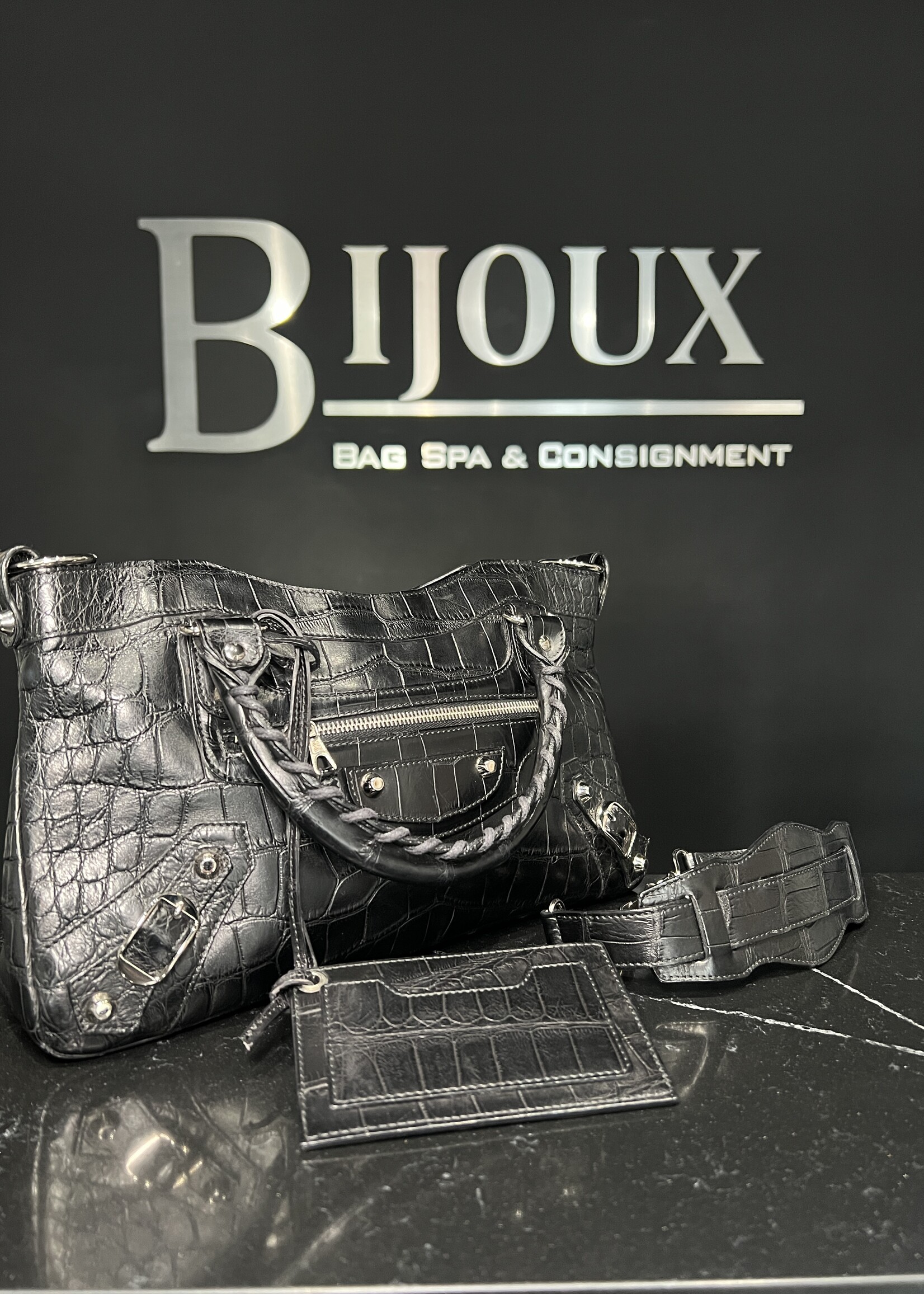 Balenciaga SOLD- Balenciaga Croc Embossed Le City First Bag