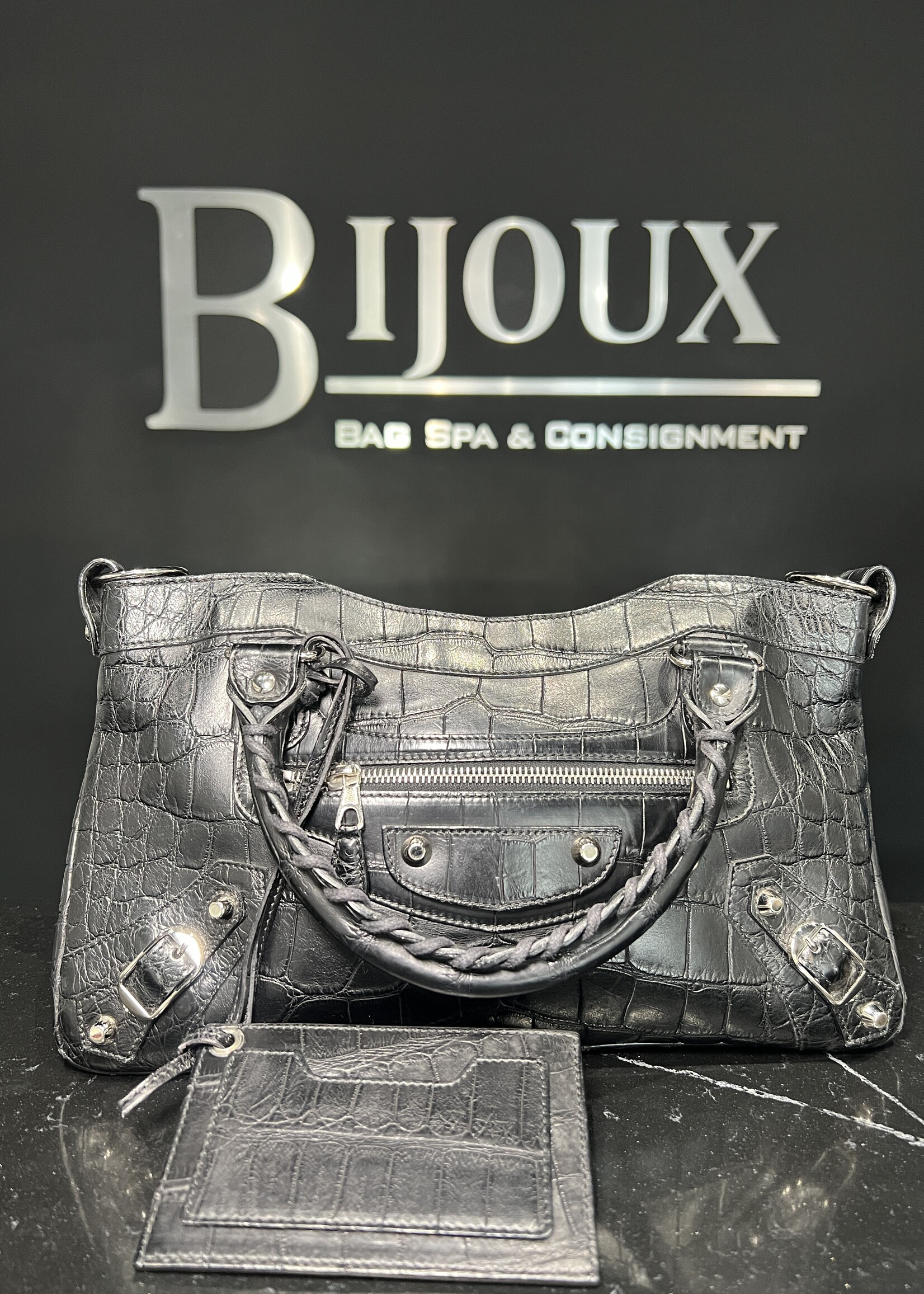 Balenciaga SOLD- Balenciaga Croc Embossed Le City First Bag