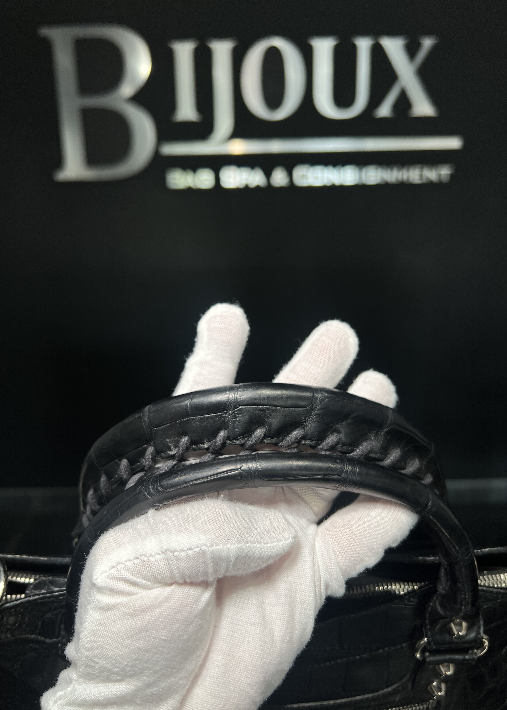 Balenciaga SOLD- Balenciaga Croc Embossed Le City First Bag