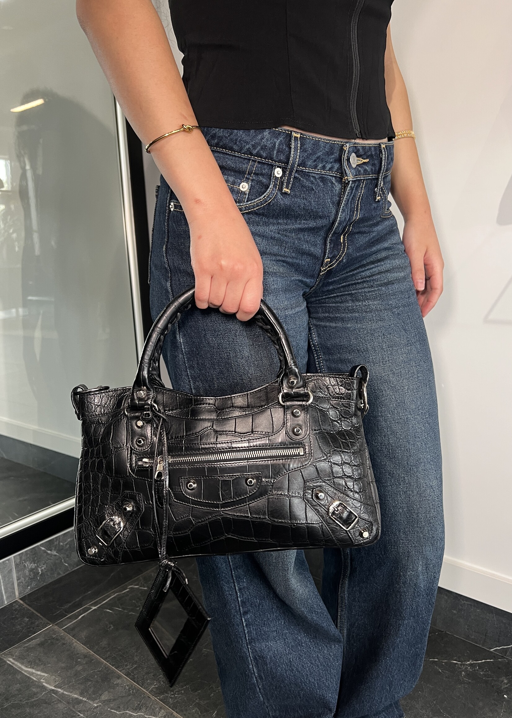 Balenciaga SOLD- Balenciaga Croc Embossed Le City First Bag