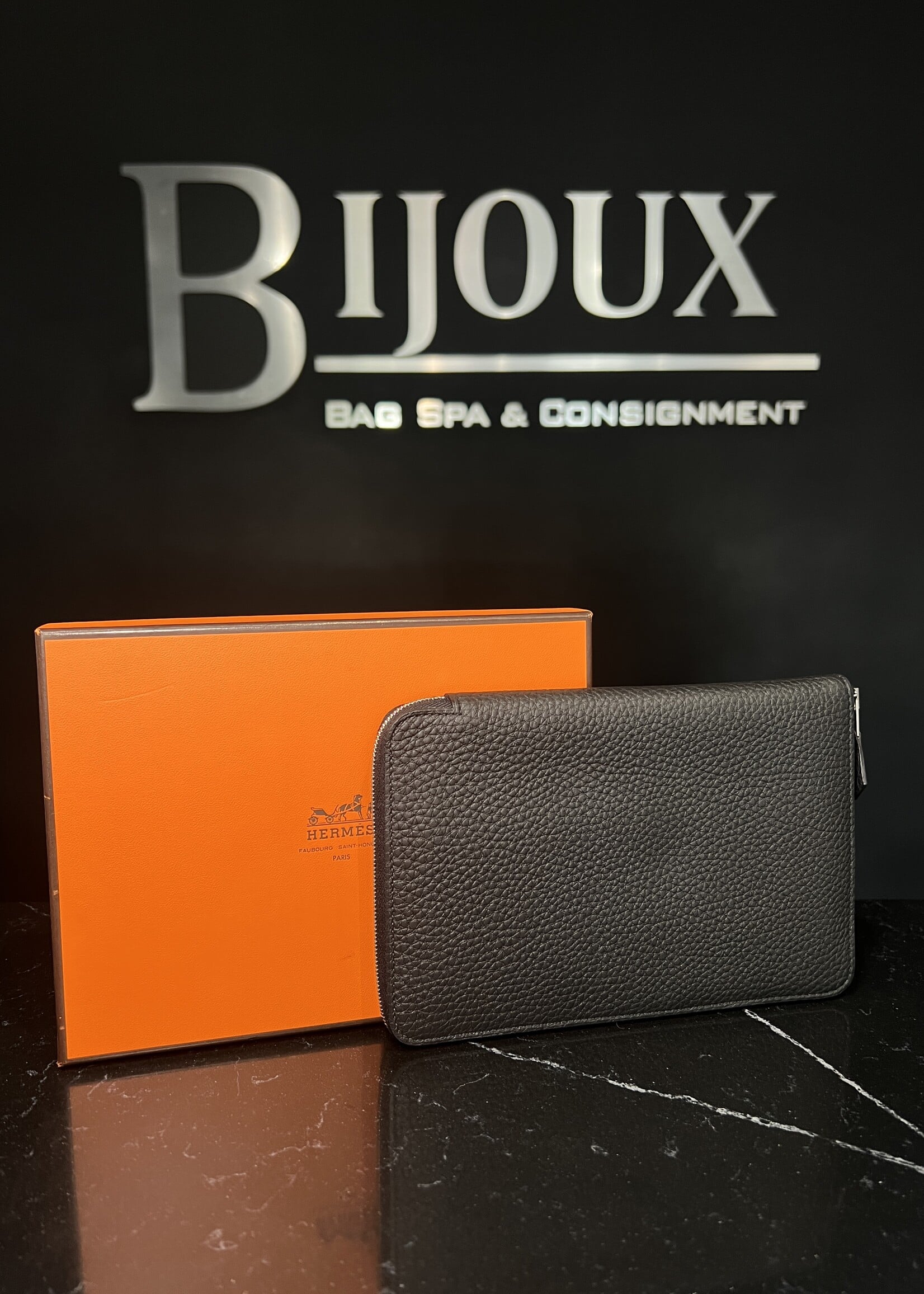 Hermes SOLD- Hermes Black Large Clemence Wallet