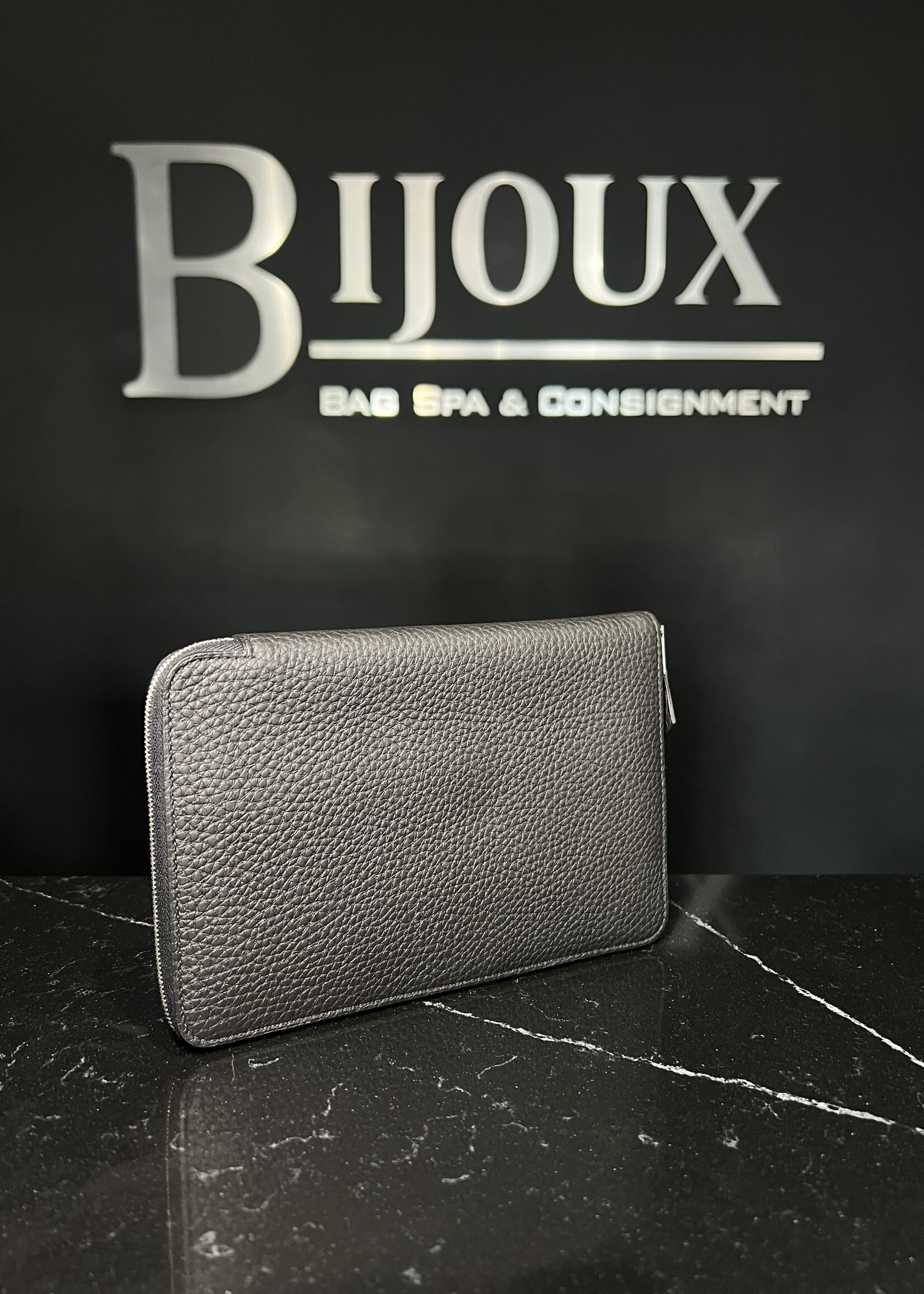 Hermes SOLD- Hermes Black Large Clemence Wallet