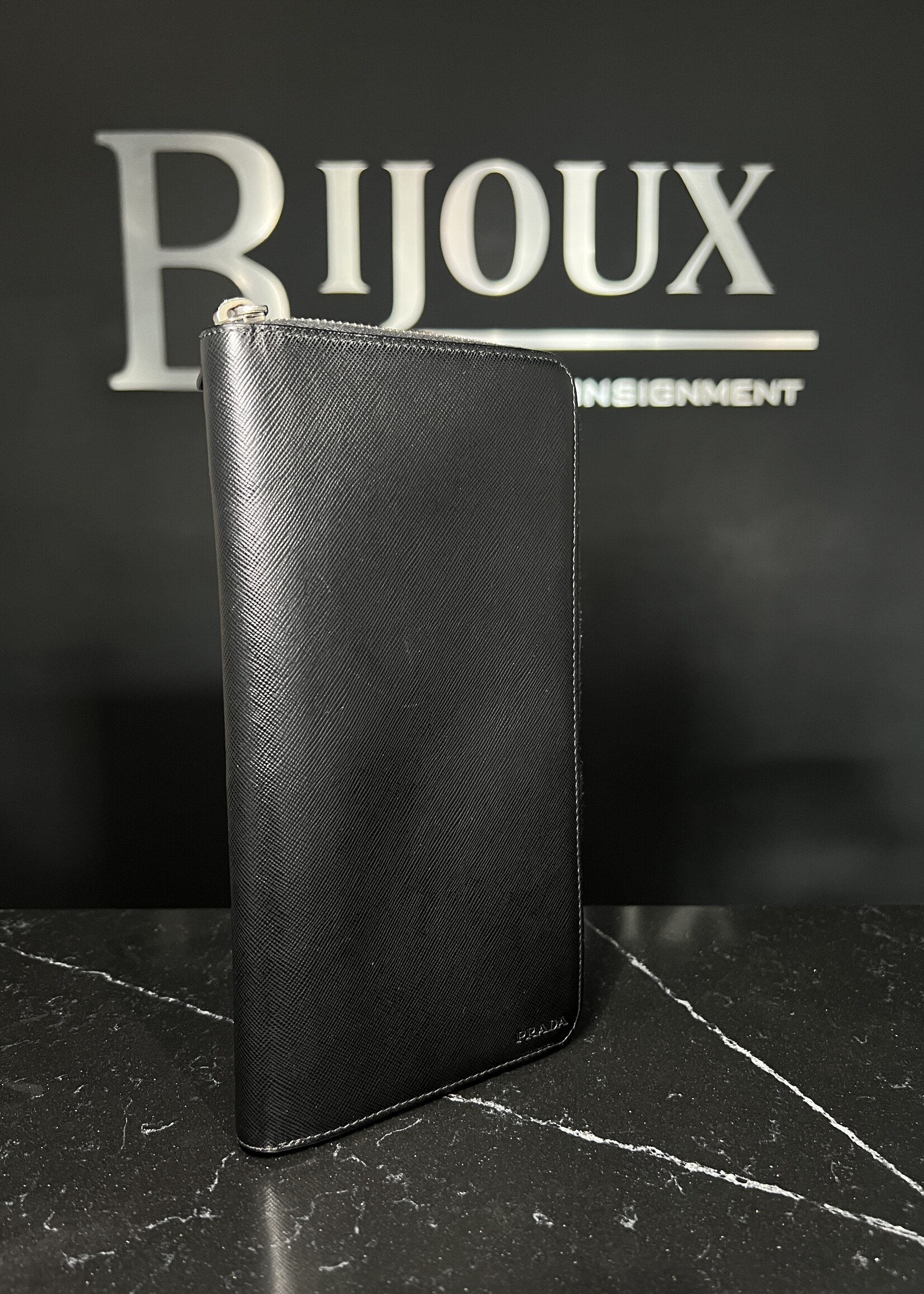 Prada SOLD - Prada Metal Zip Around Travel Wallet