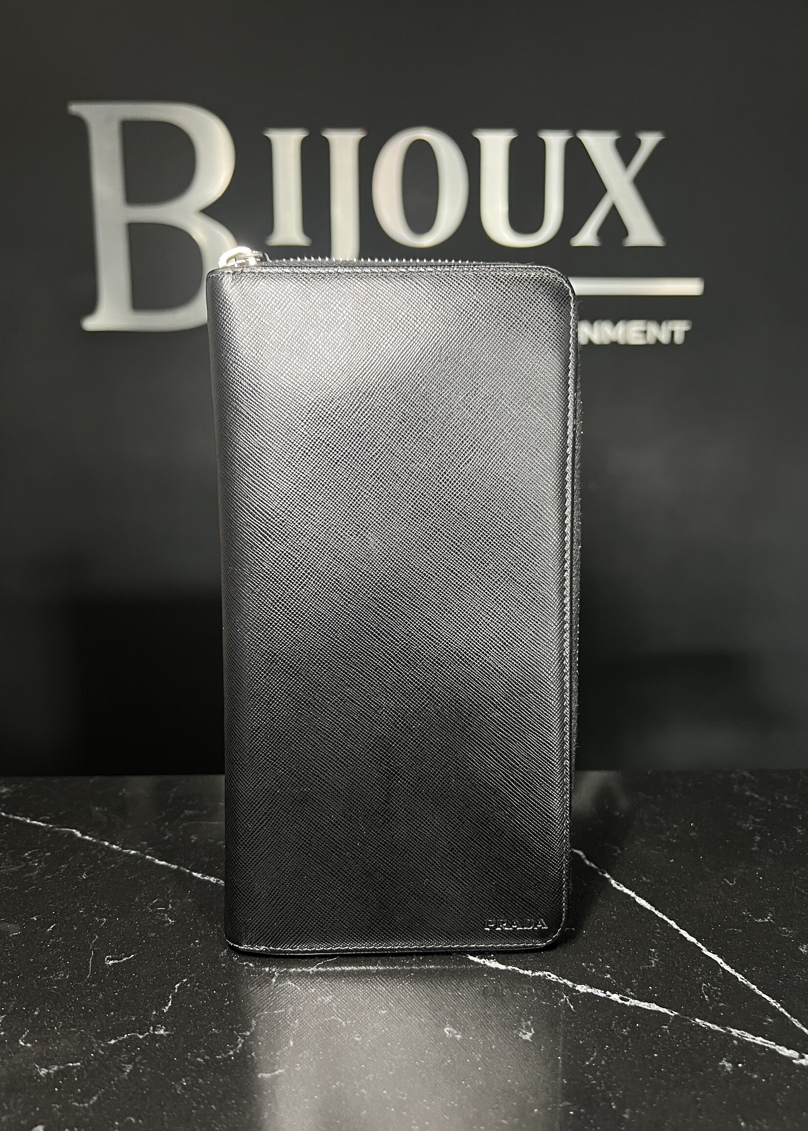 Prada SOLD - Prada Metal Zip Around Travel Wallet