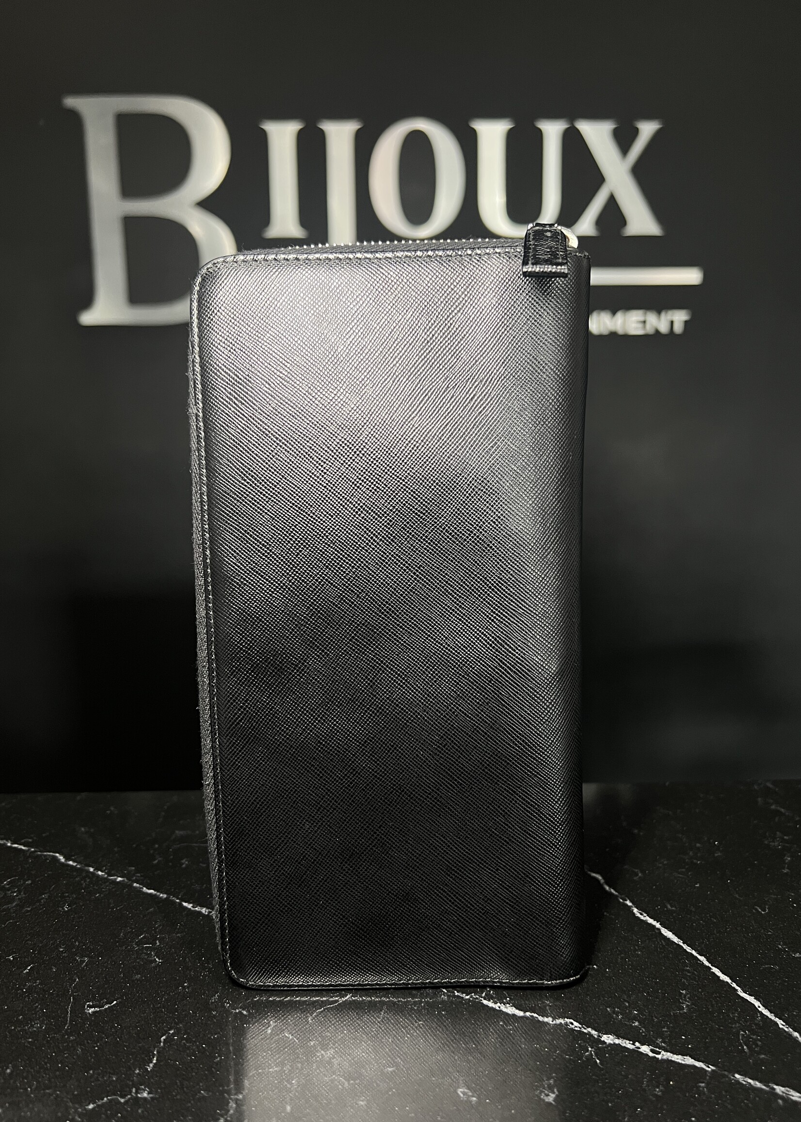 Prada SOLD - Prada Metal Zip Around Travel Wallet