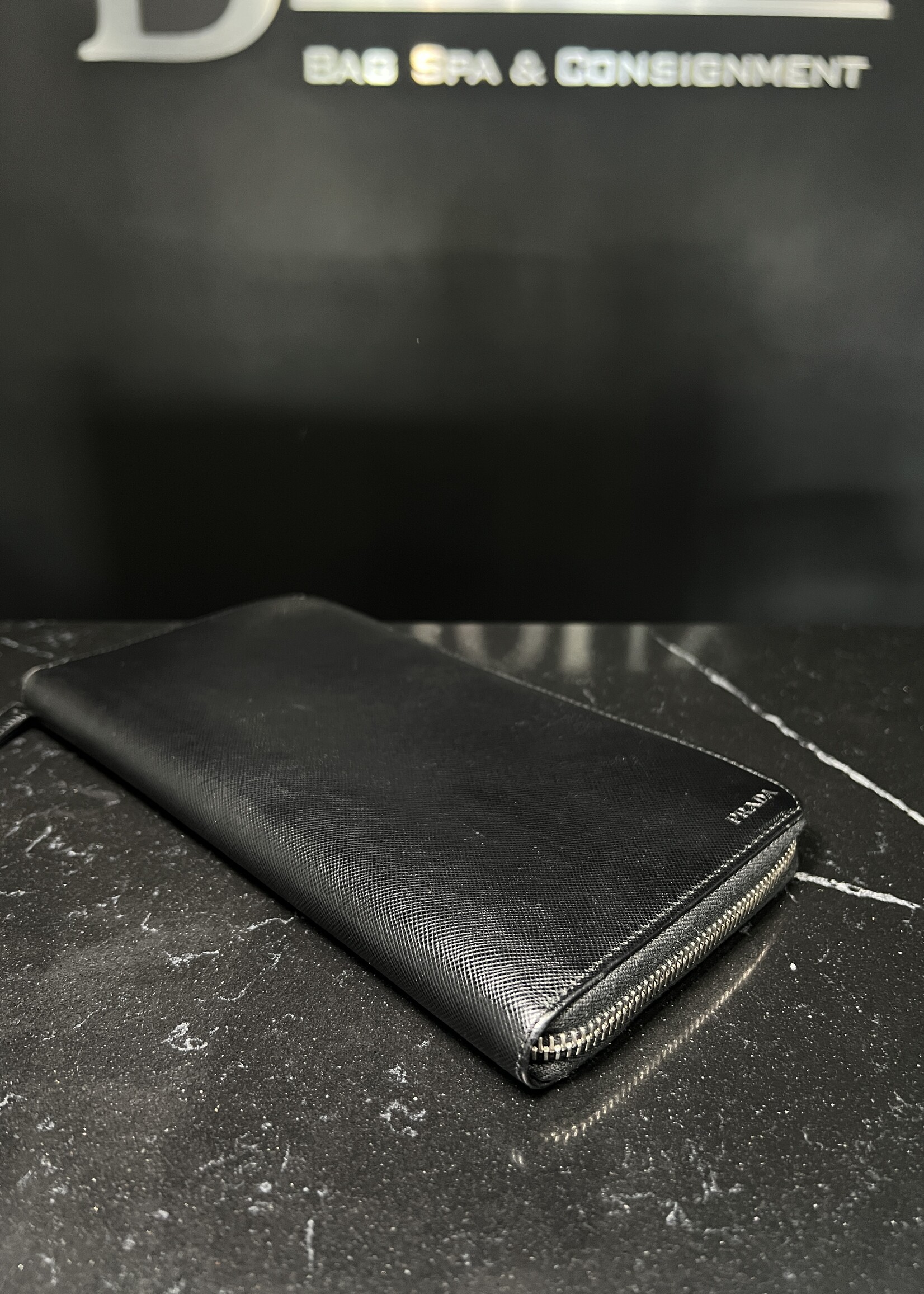 Prada SOLD - Prada Metal Zip Around Travel Wallet
