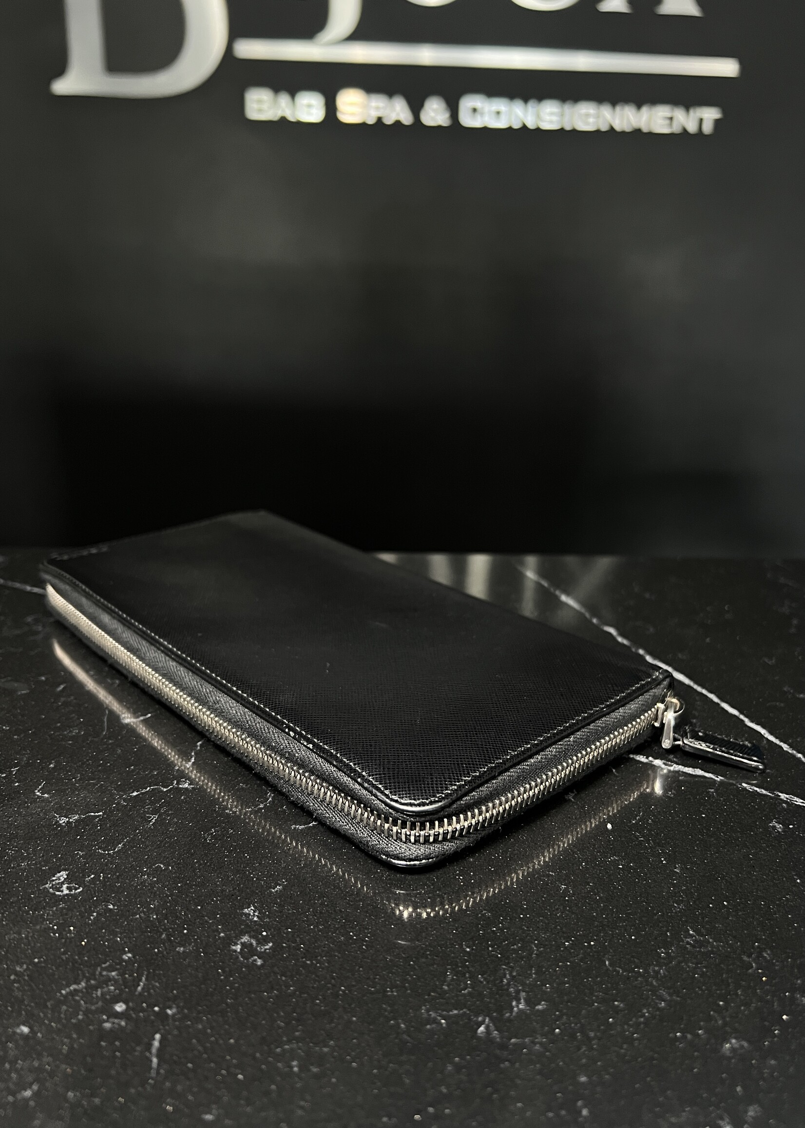 Prada SOLD - Prada Metal Zip Around Travel Wallet