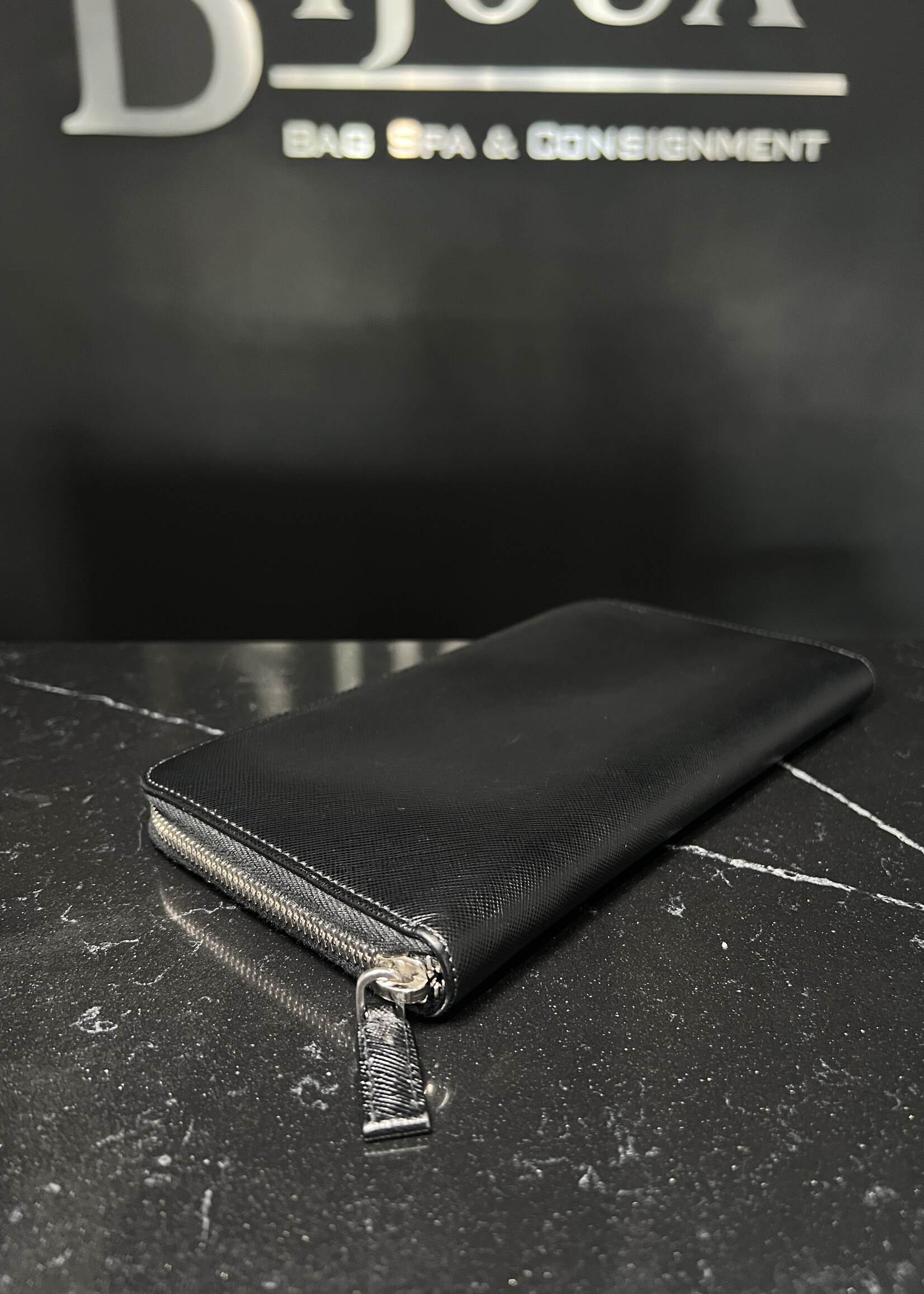 Prada SOLD - Prada Metal Zip Around Travel Wallet