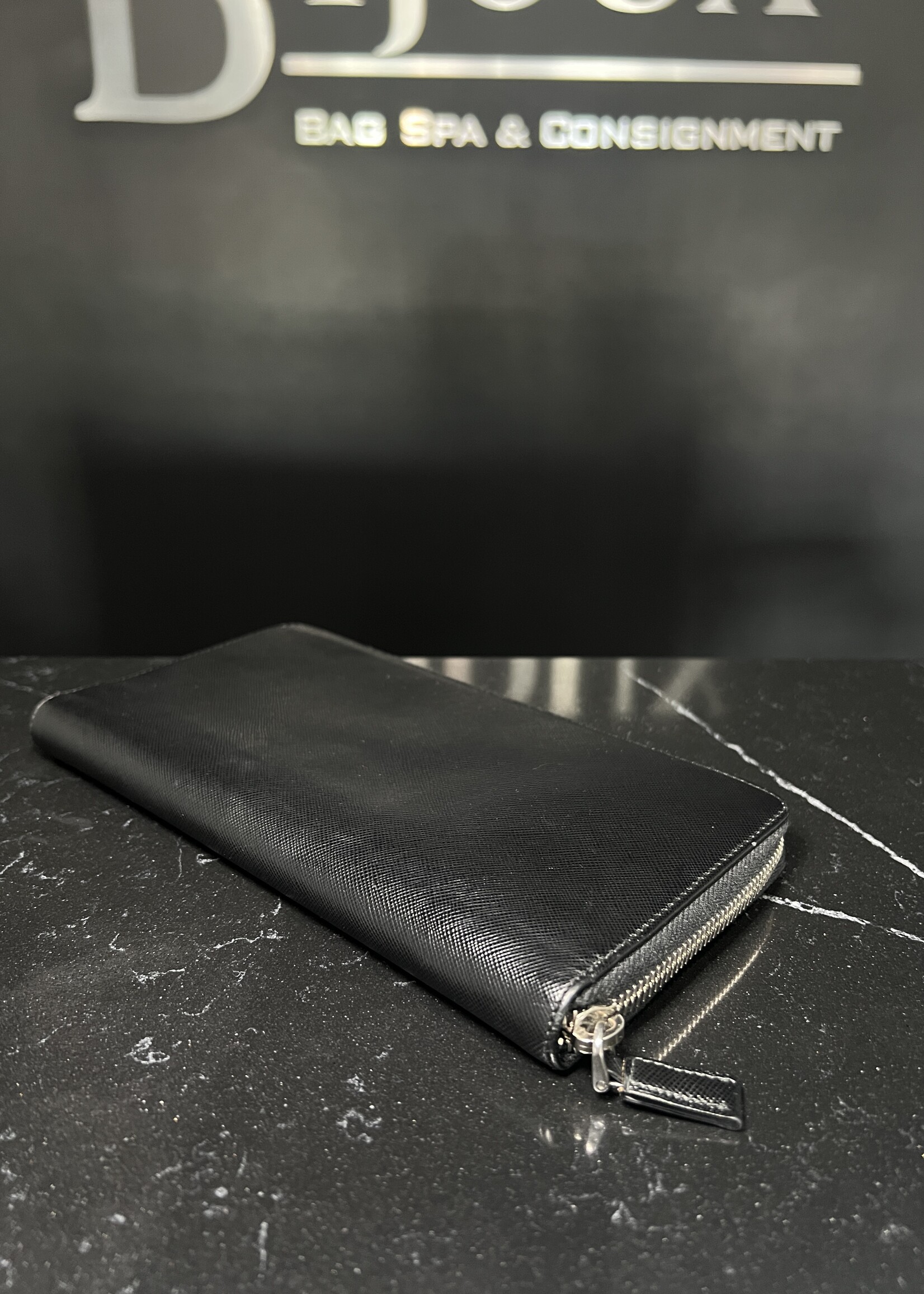 Prada SOLD - Prada Metal Zip Around Travel Wallet