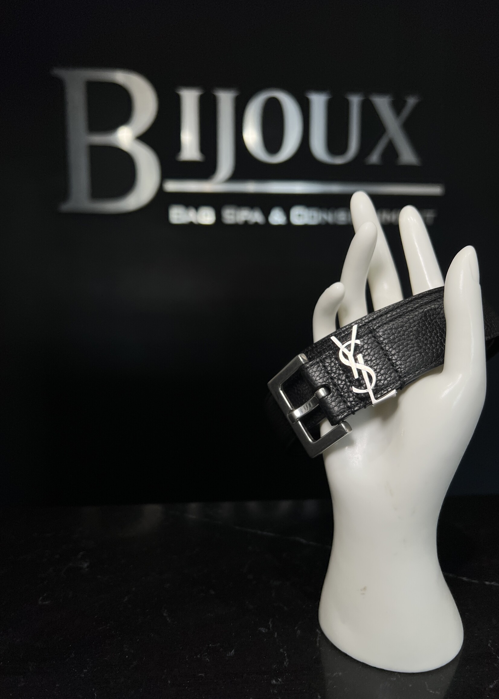 Saint Laurent Saint Laurent Cassandra Grained Leather Belt