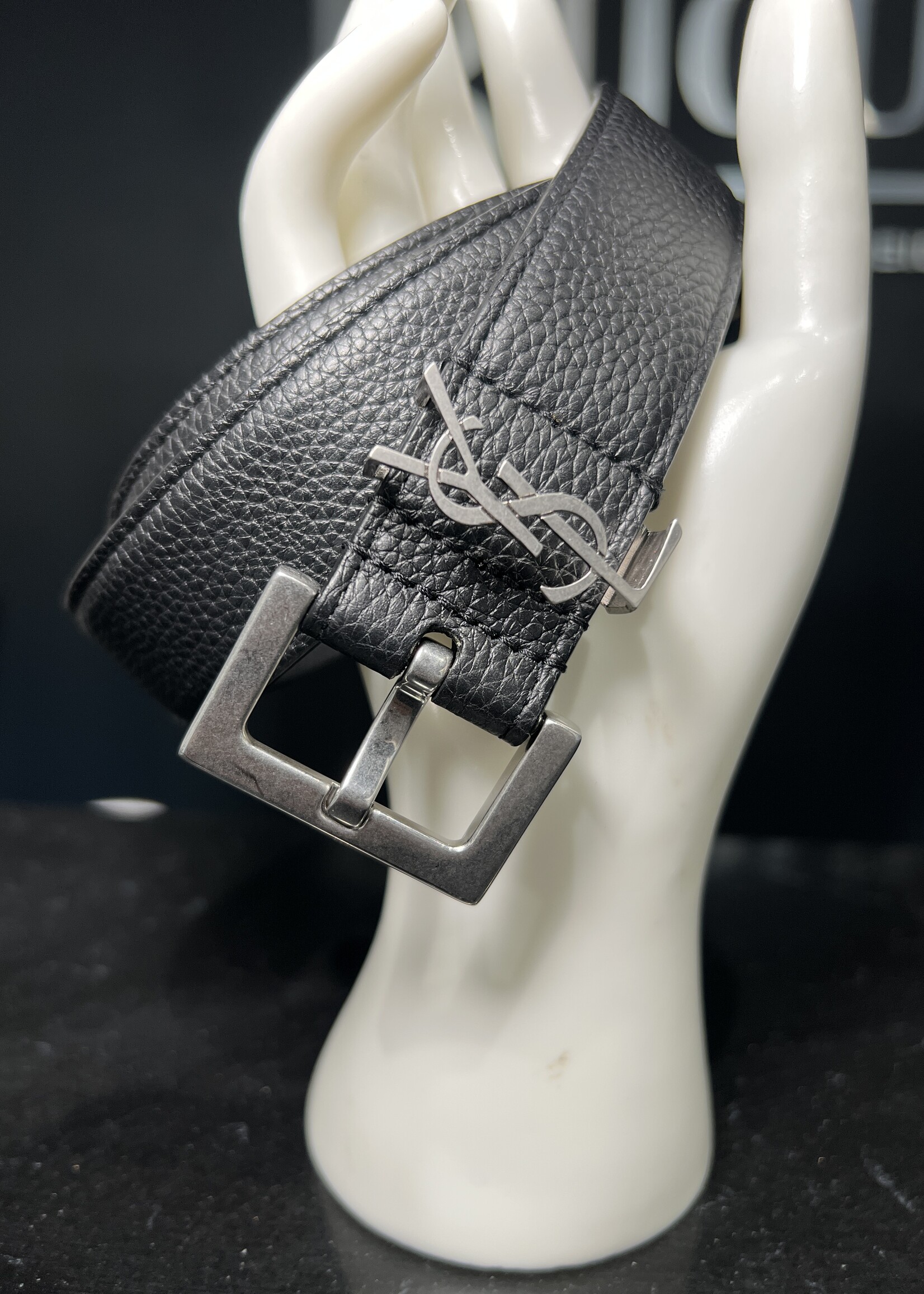Saint Laurent Saint Laurent Cassandra Grained Leather Belt