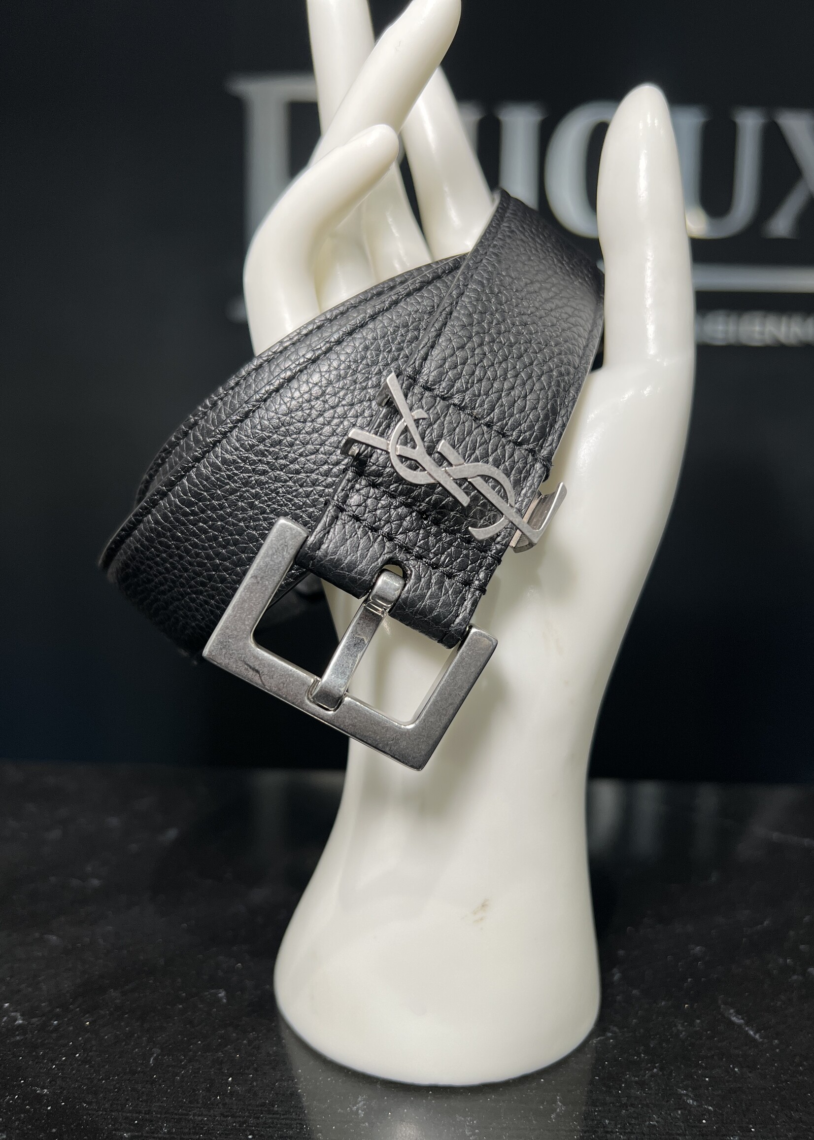 Saint Laurent Saint Laurent Cassandra Grained Leather Belt