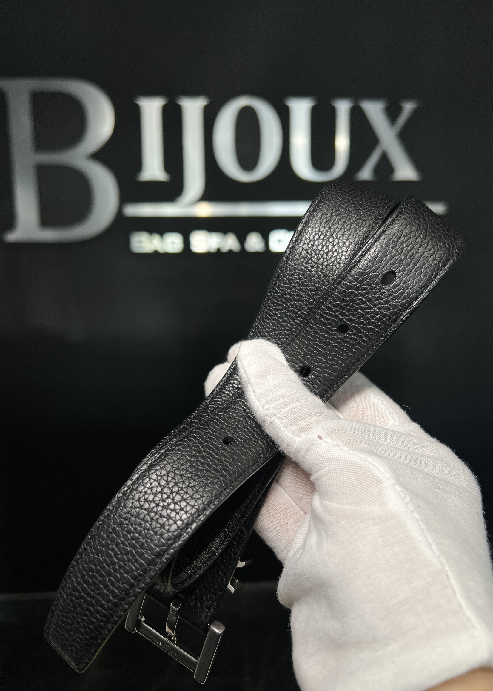 Saint Laurent Saint Laurent Cassandra Grained Leather Belt