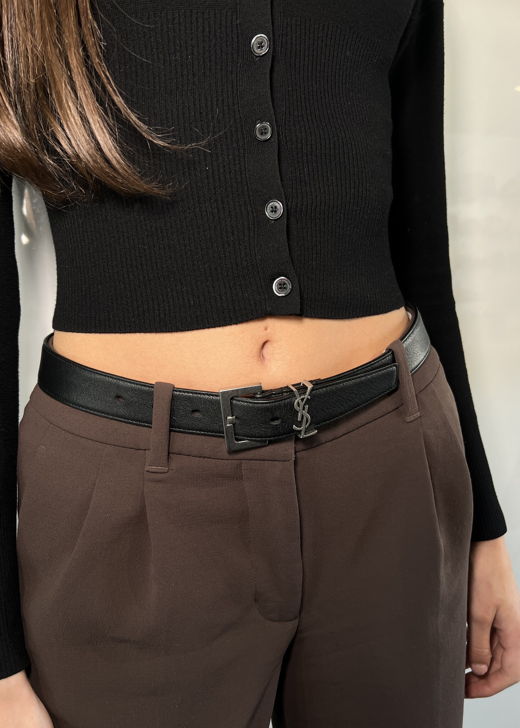 Saint Laurent Saint Laurent Cassandra Smooth Leather Belt