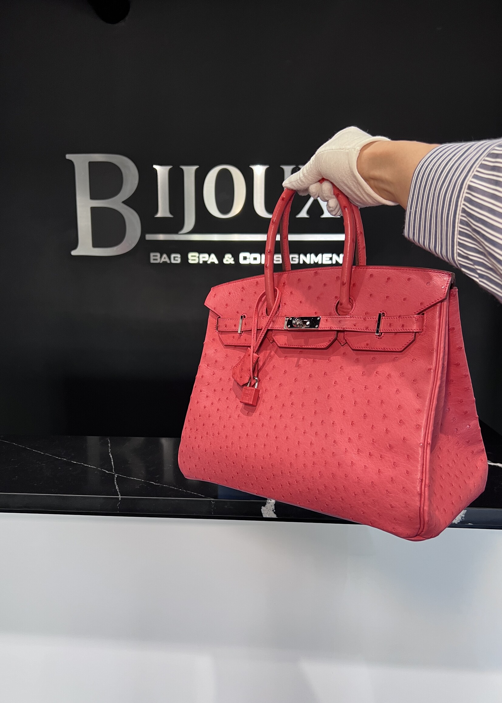 Hermes Hermes Ostrich Birkin 35 Bougainvillea