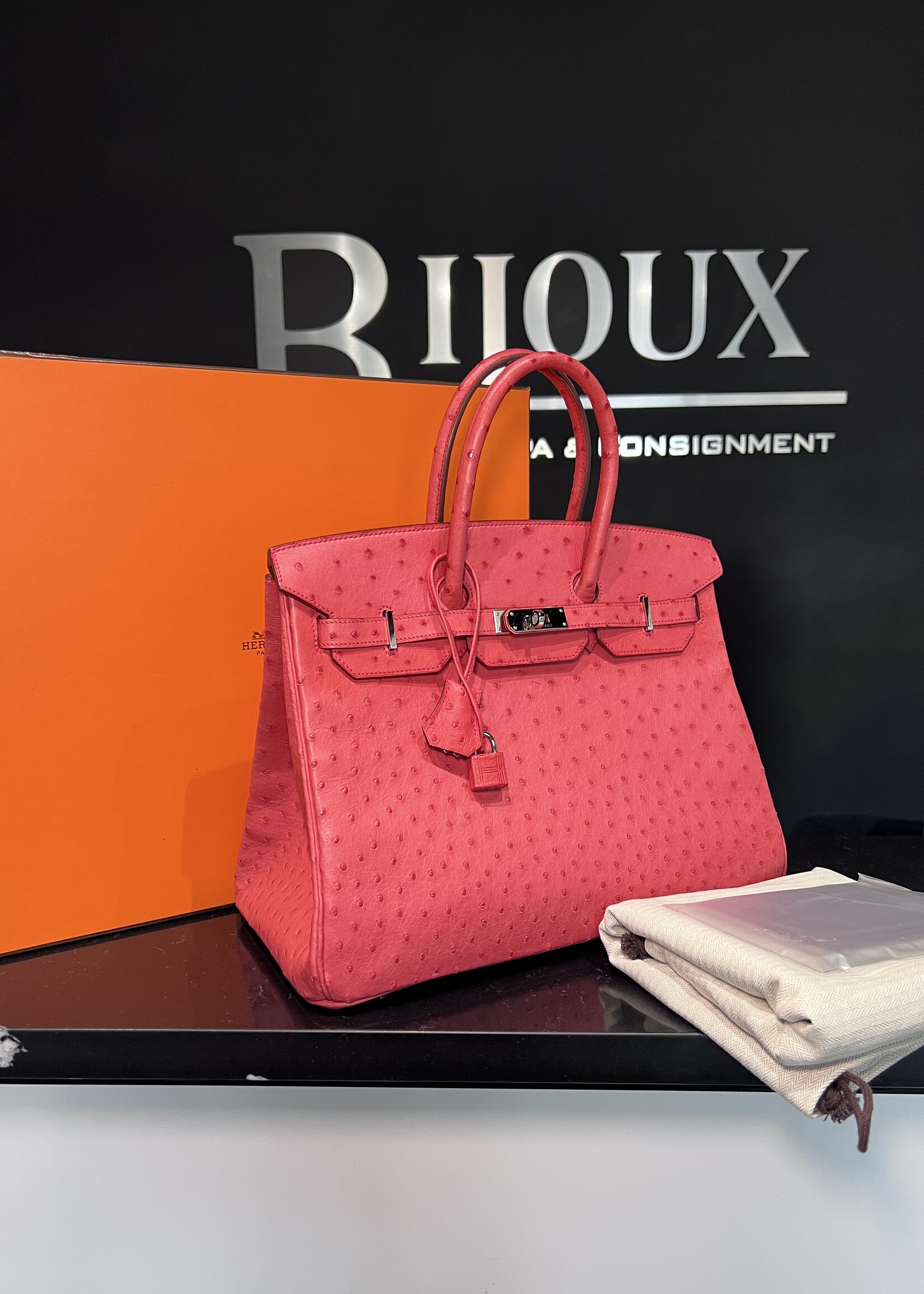 Hermes Hermes Ostrich Birkin 35 Bougainvillea