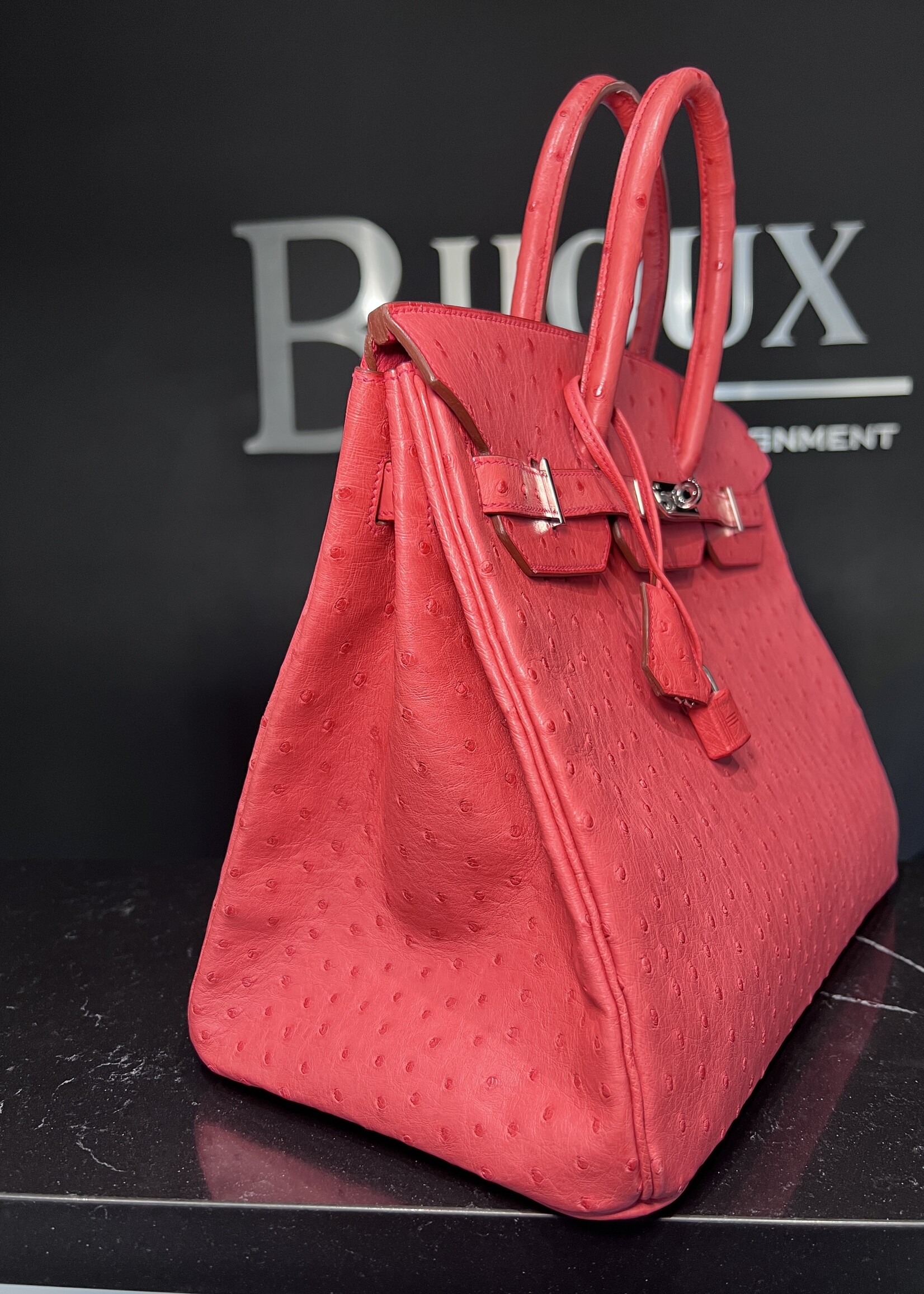 Hermes Hermes Ostrich Birkin 35 Bougainvillea