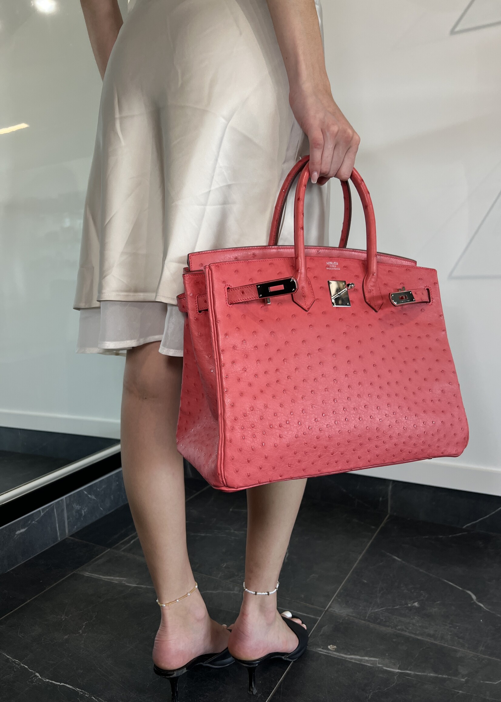 Hermes Hermes Ostrich Birkin 35 Bougainvillea