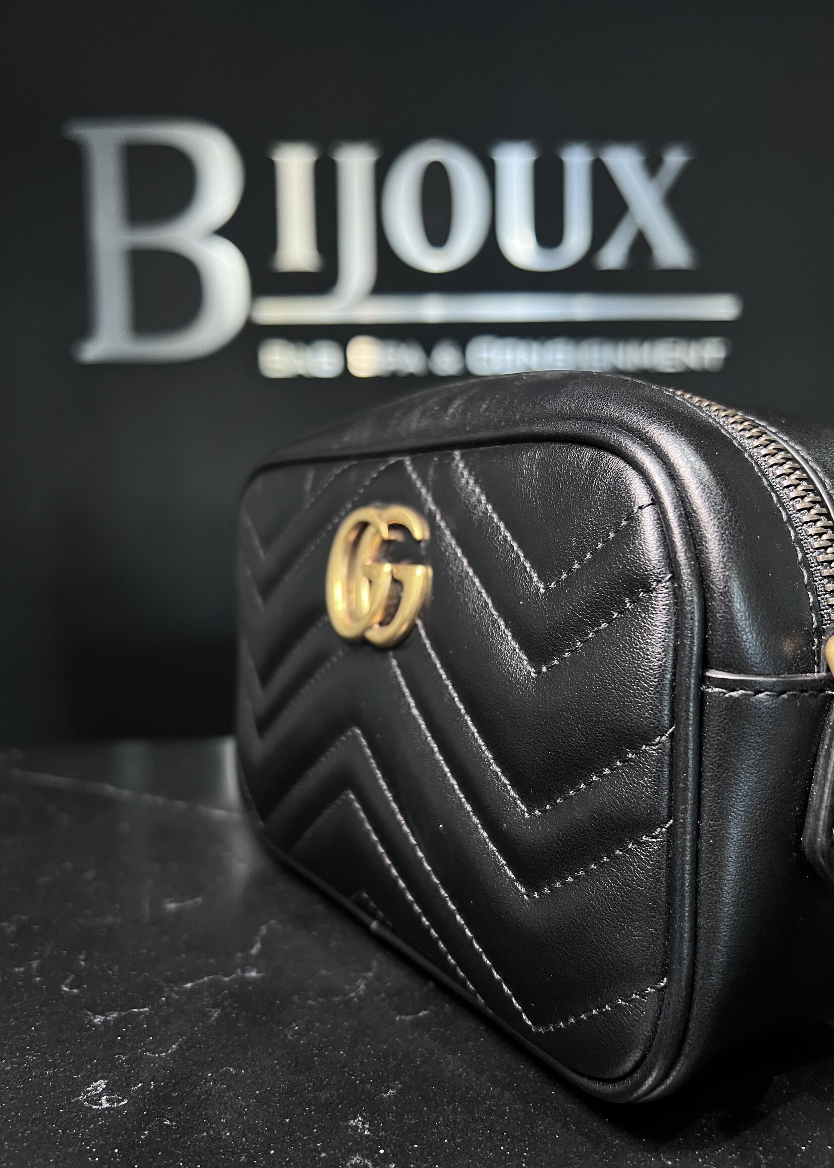 Gucci SOLD - Gucci Matelasse Mini GG Marmont Black Crossbody