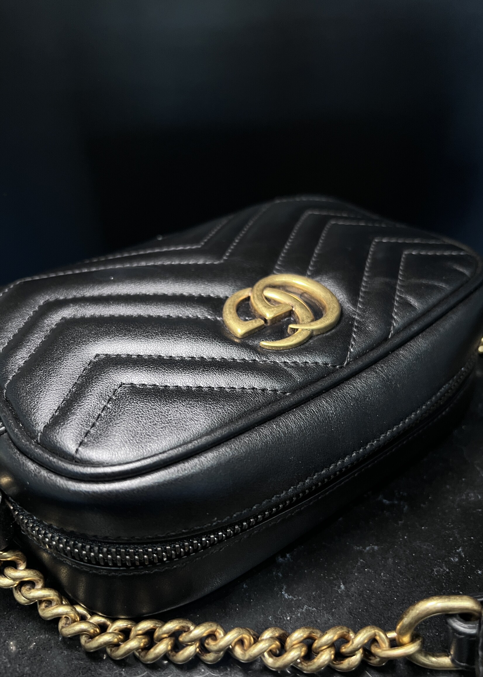 Gucci SOLD - Gucci Matelasse Mini GG Marmont Black Crossbody