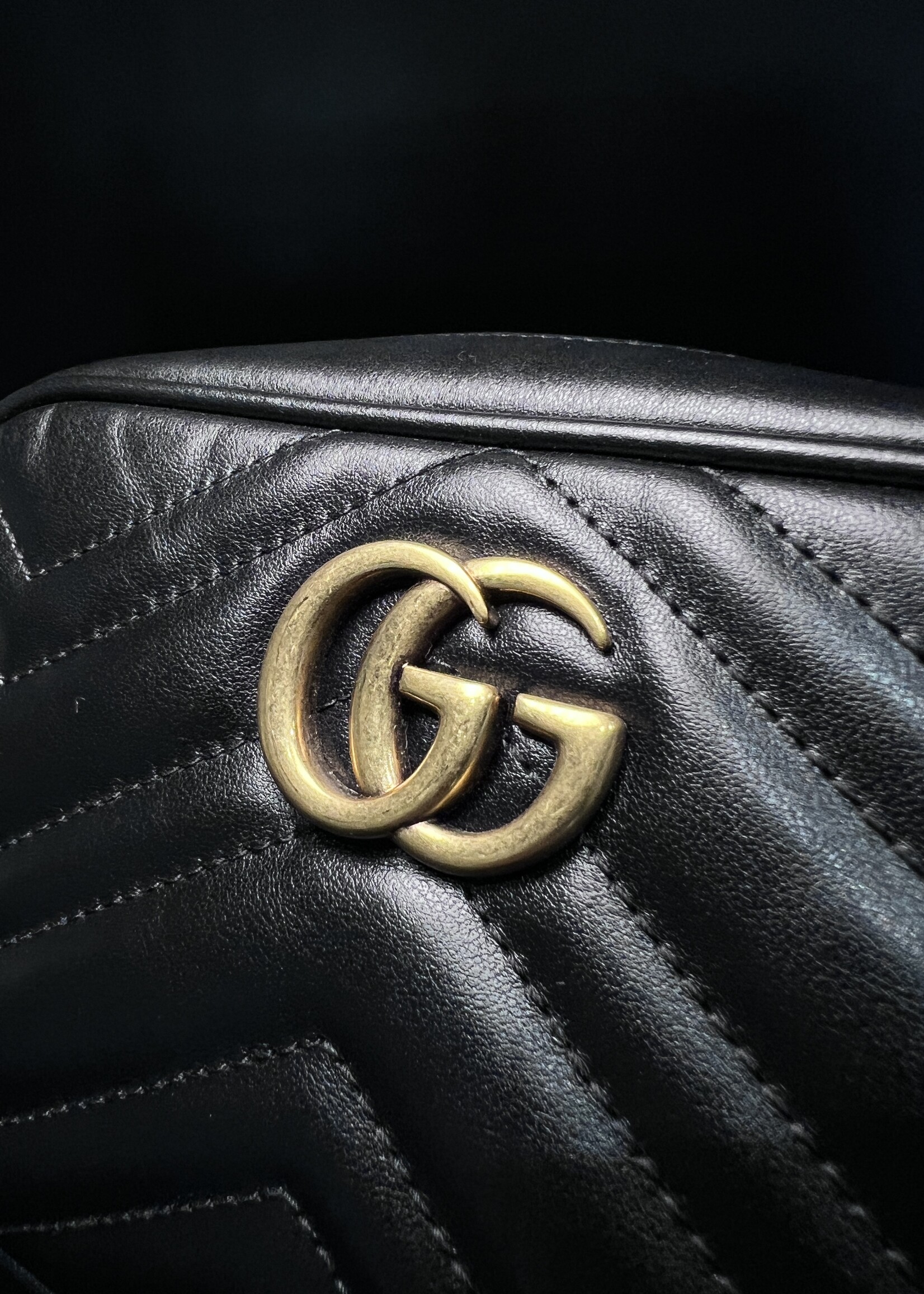 Gucci SOLD - Gucci Matelasse Mini GG Marmont Black Crossbody