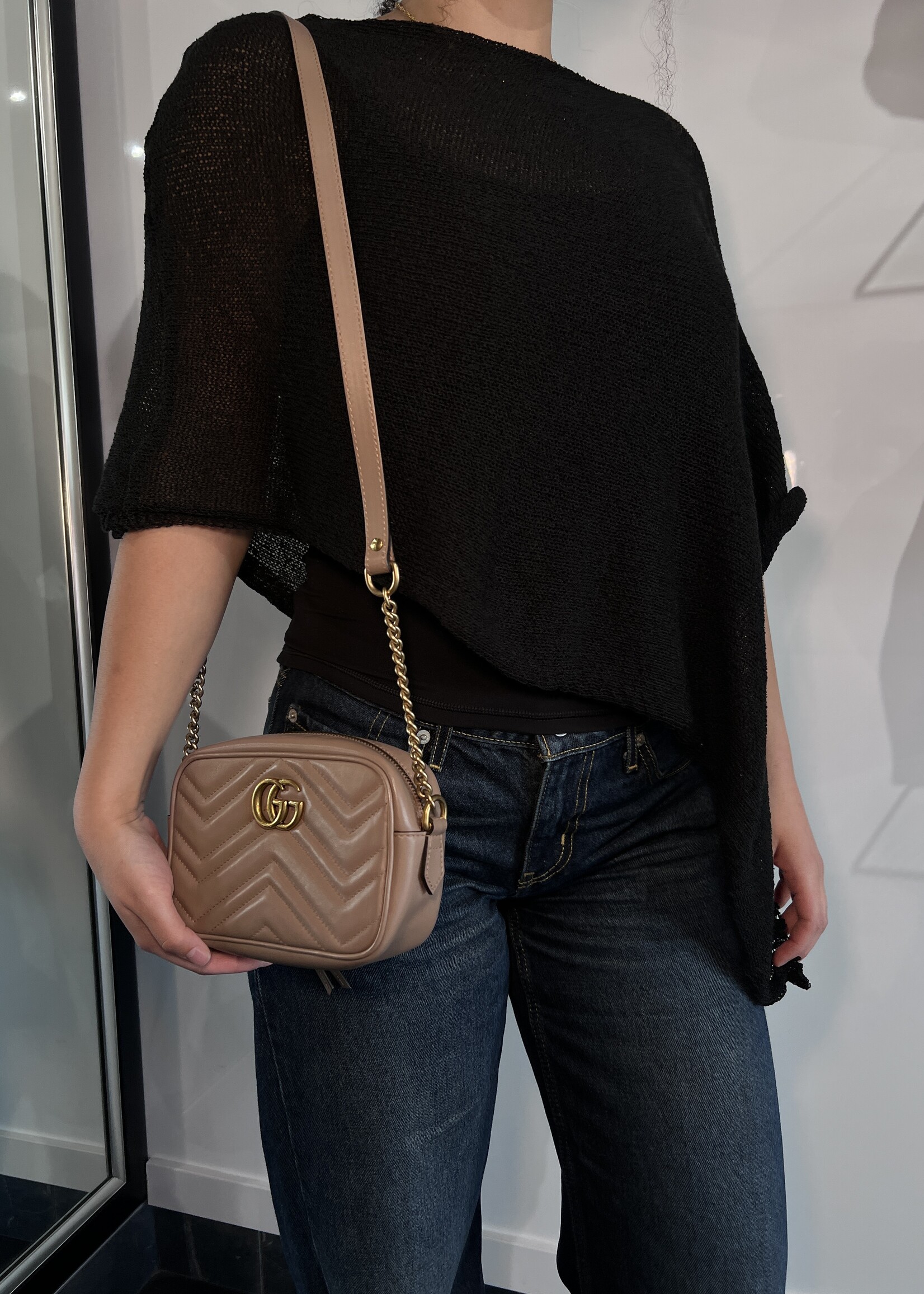 Gucci SOLD- Gucci Matelasse Mini GG Marmont Beige Crossbody