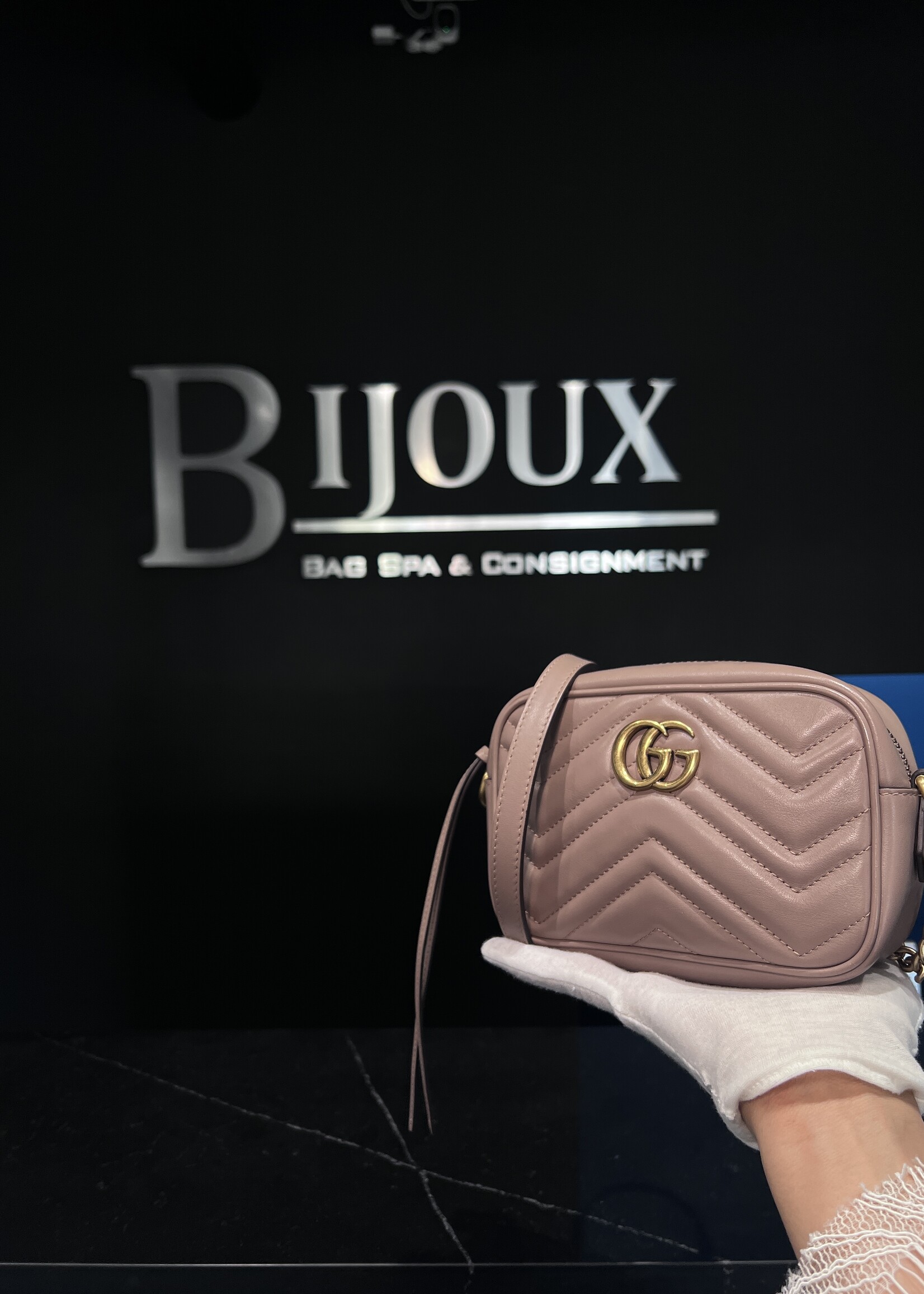 Gucci SOLD- Gucci Matelasse Mini GG Marmont Beige Crossbody