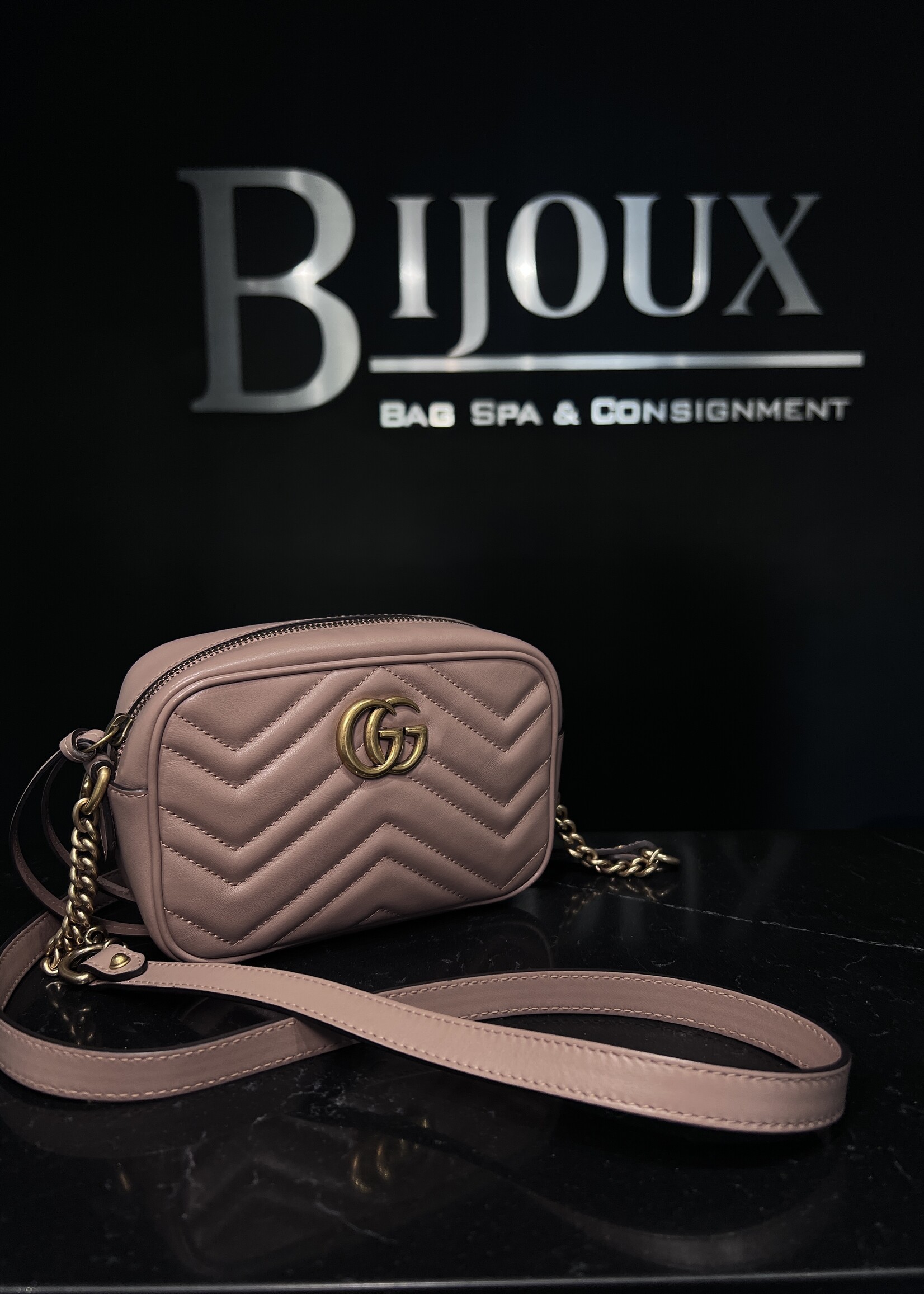 Gucci SOLD- Gucci Matelasse Mini GG Marmont Beige Crossbody
