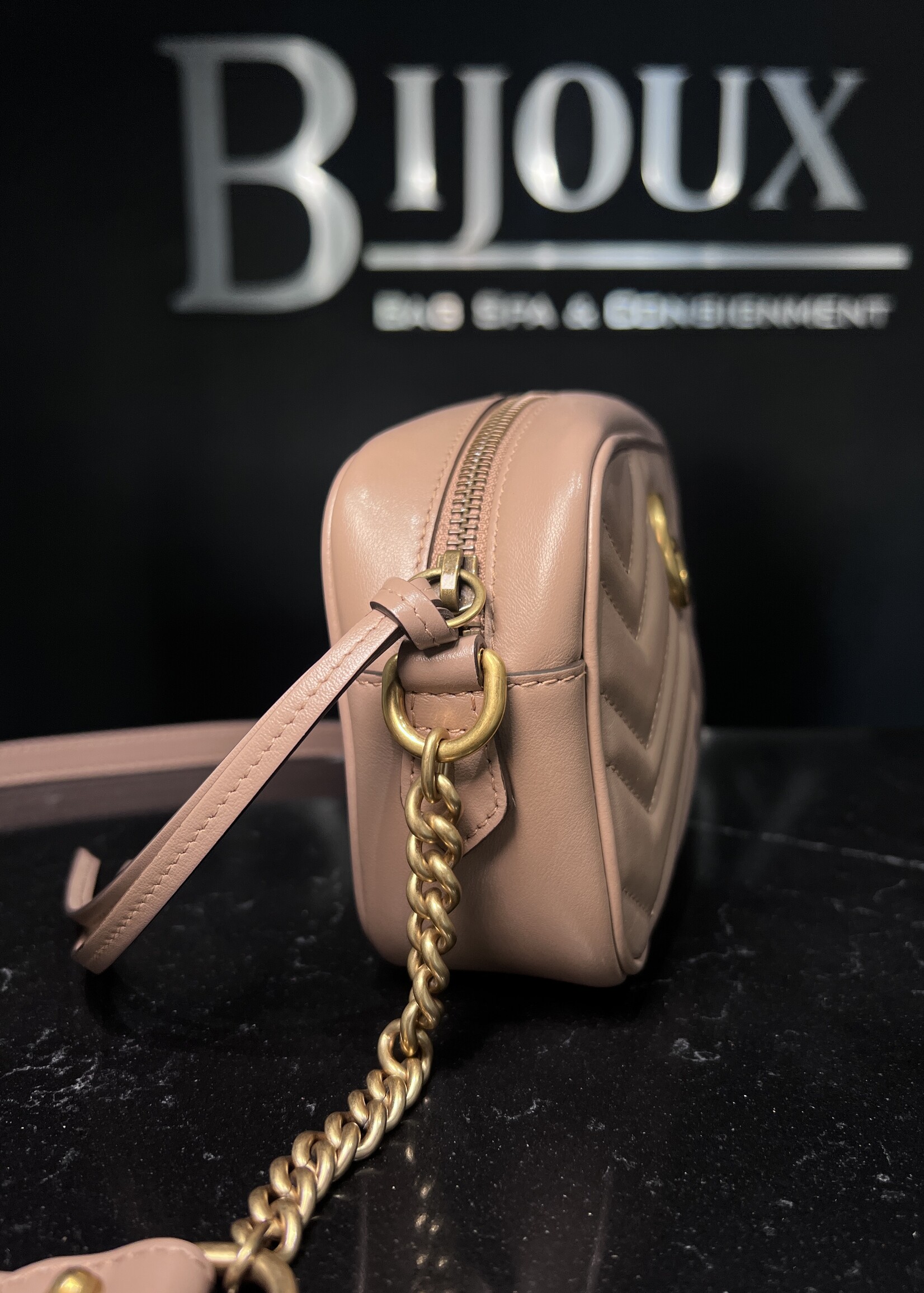 Gucci SOLD- Gucci Matelasse Mini GG Marmont Beige Crossbody