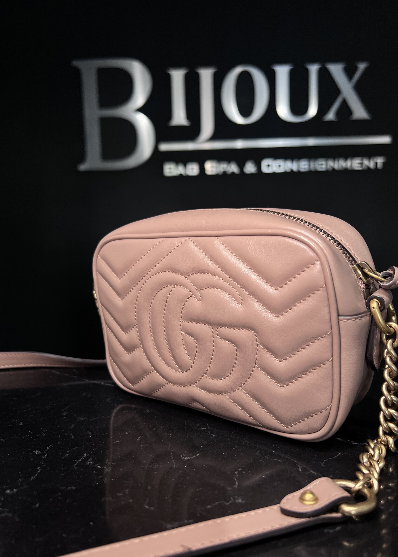 Gucci SOLD- Gucci Matelasse Mini GG Marmont Beige Crossbody