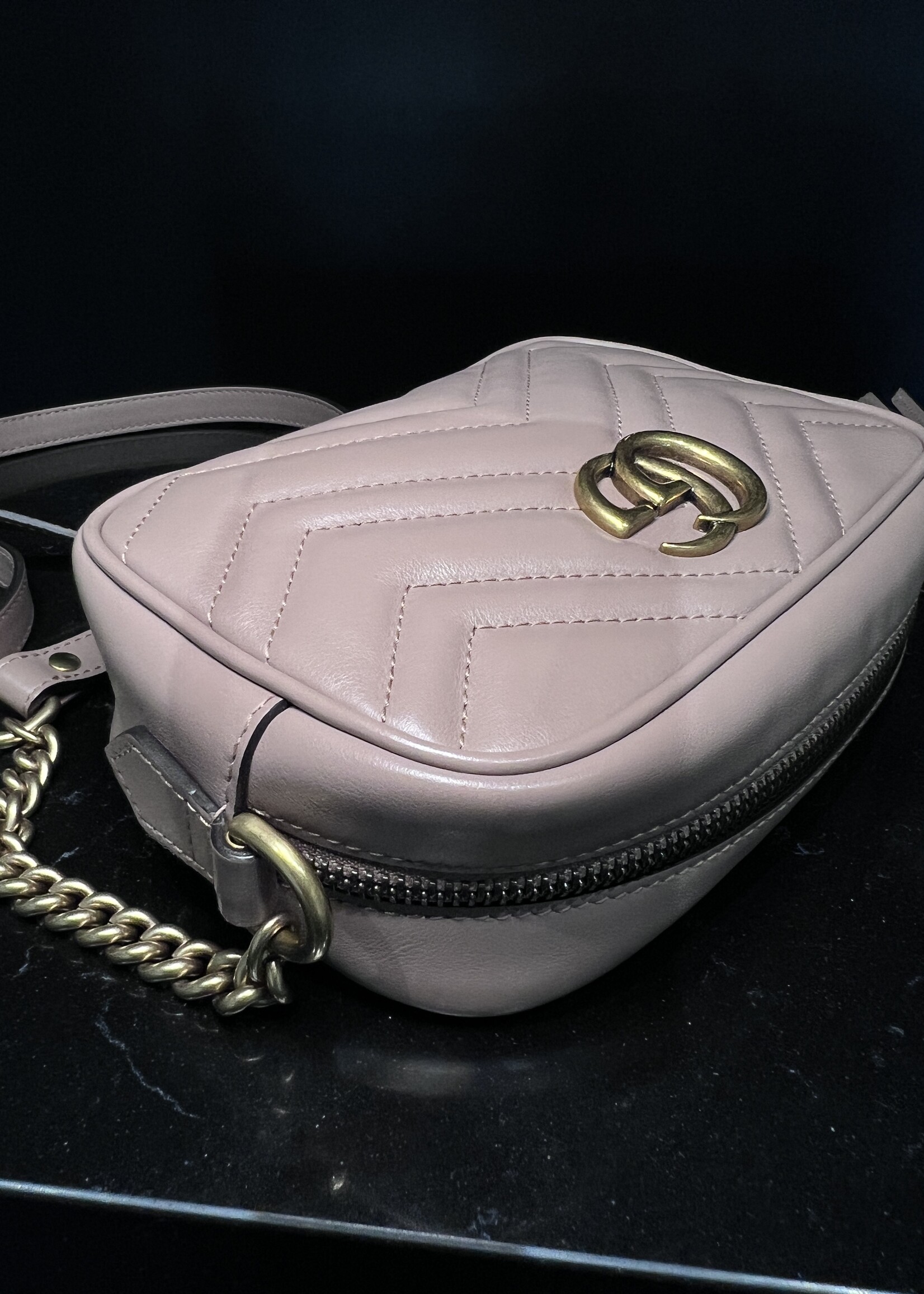 Gucci SOLD- Gucci Matelasse Mini GG Marmont Beige Crossbody