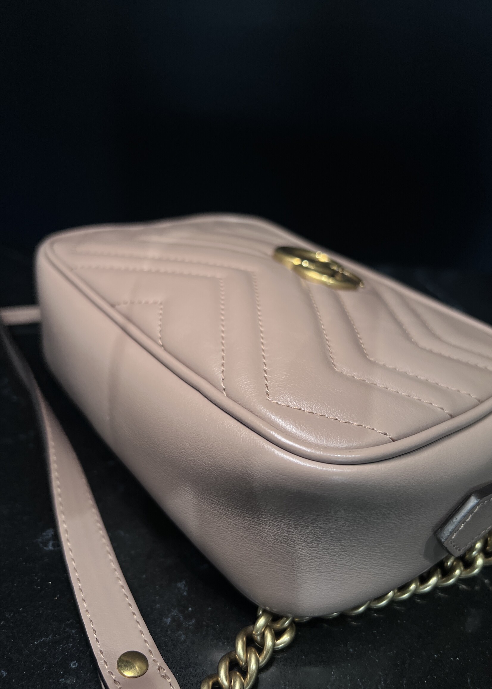 Gucci SOLD- Gucci Matelasse Mini GG Marmont Beige Crossbody