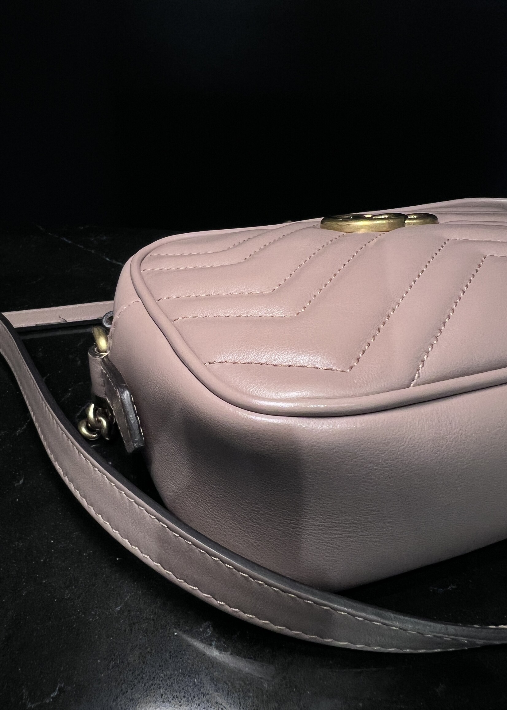 Gucci SOLD- Gucci Matelasse Mini GG Marmont Beige Crossbody