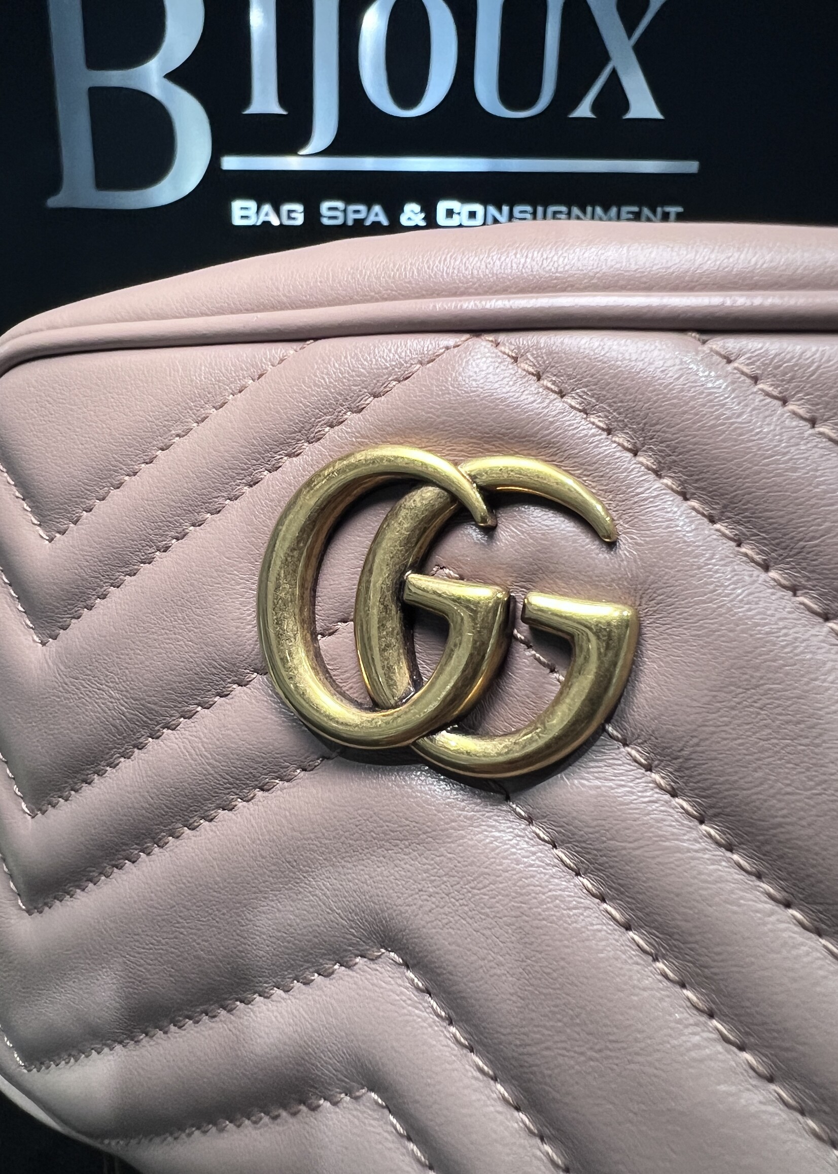 Gucci SOLD- Gucci Matelasse Mini GG Marmont Beige Crossbody