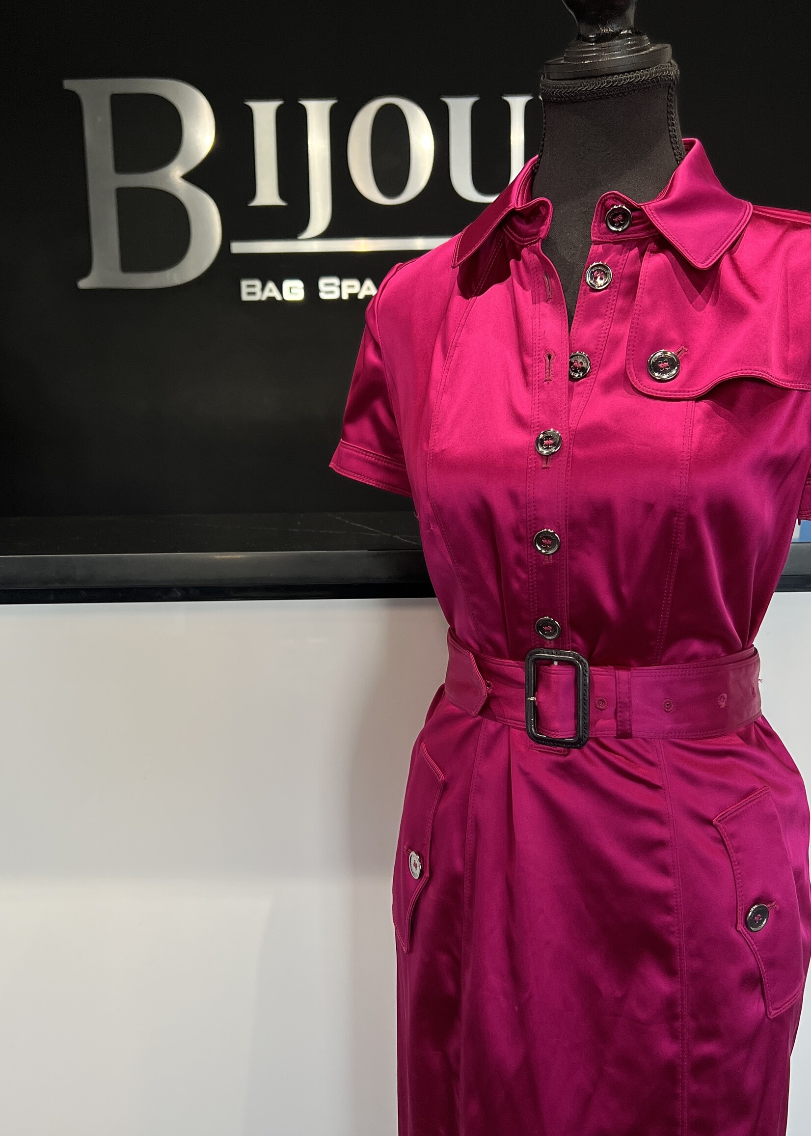 Burberry Burberry London Pink Acetate Belted Dress - US 6