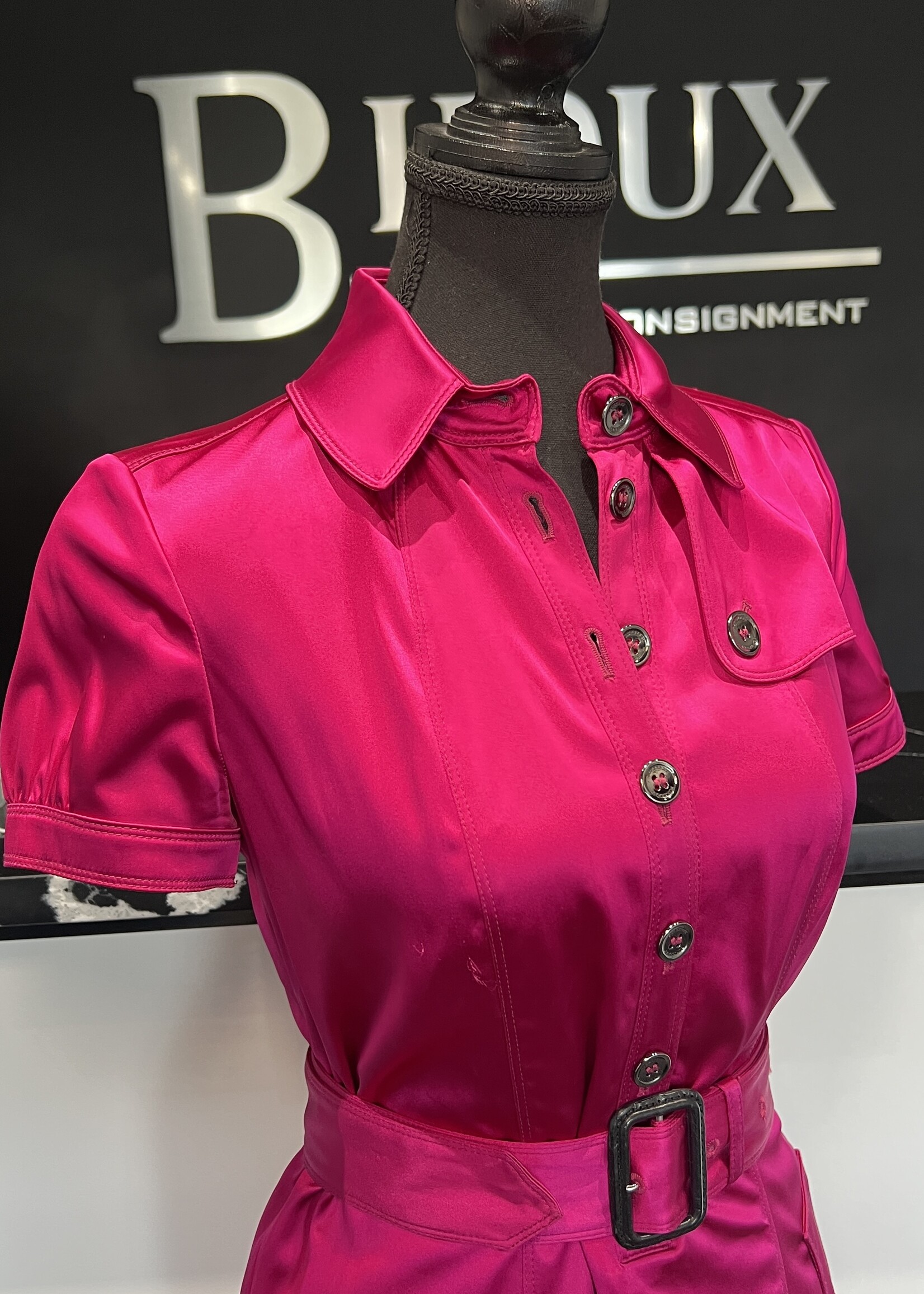 Burberry Burberry London Pink Acetate Belted Dress - US 6