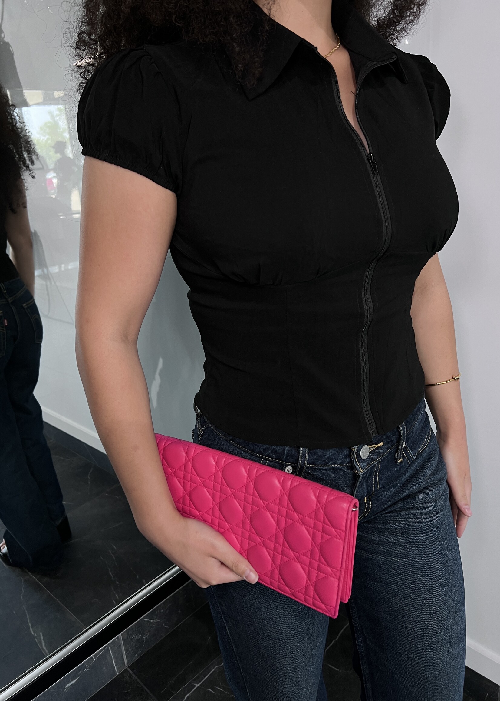 Christian Dior SOLD- Christian Dior Pink Cannage Clutch on Chain