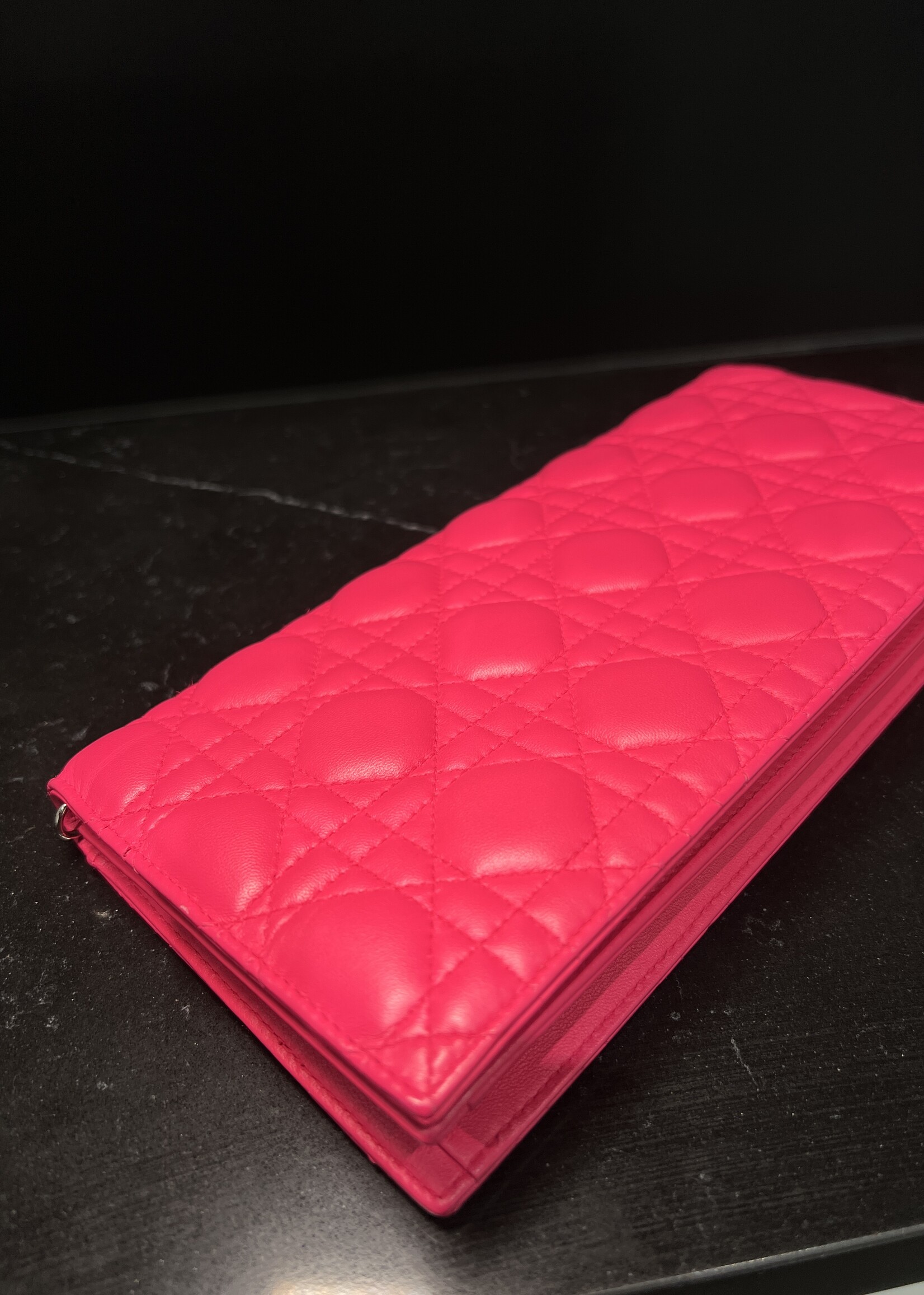 Christian Dior SOLD- Christian Dior Pink Cannage Clutch on Chain