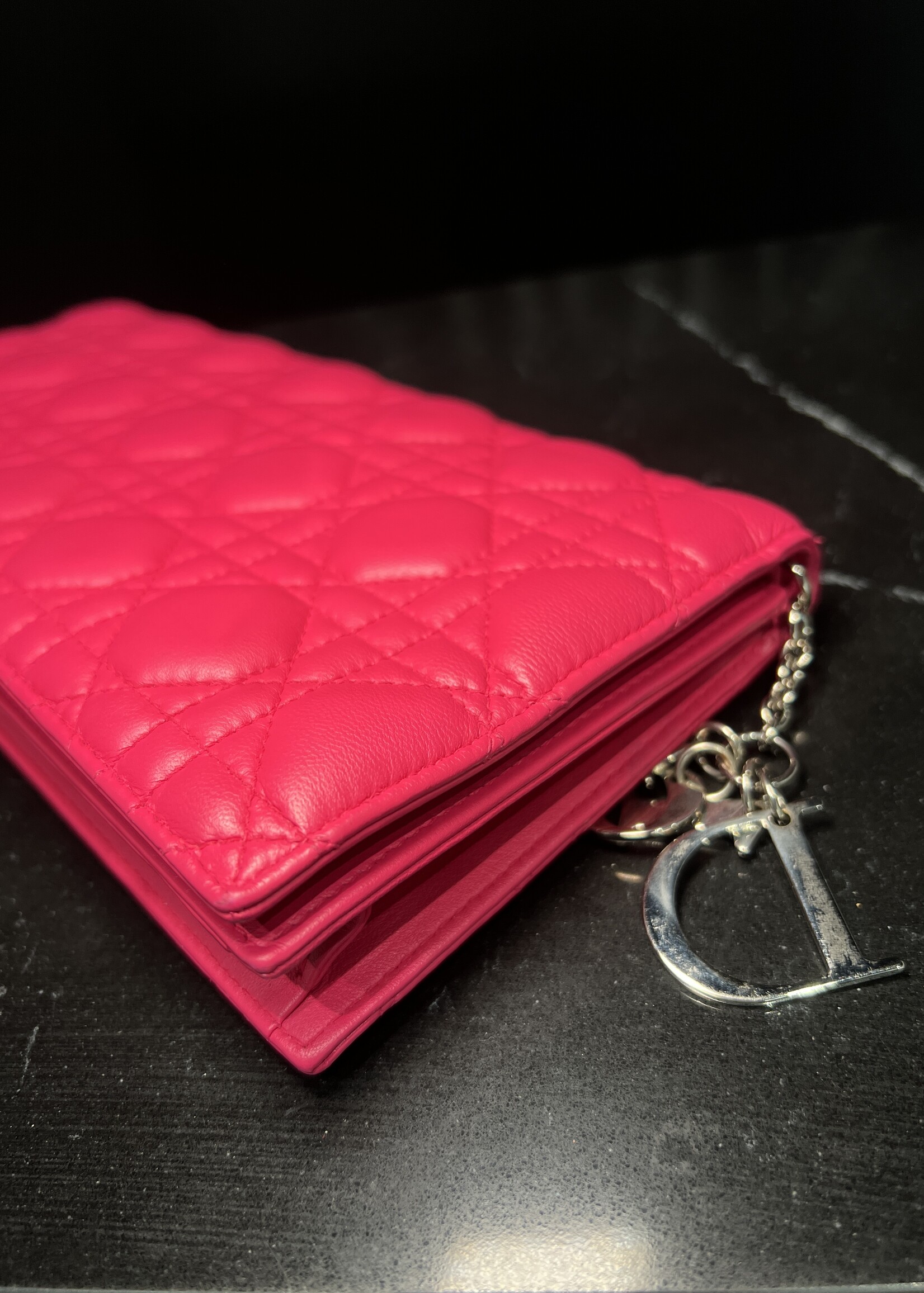 Christian Dior SOLD- Christian Dior Pink Cannage Clutch on Chain