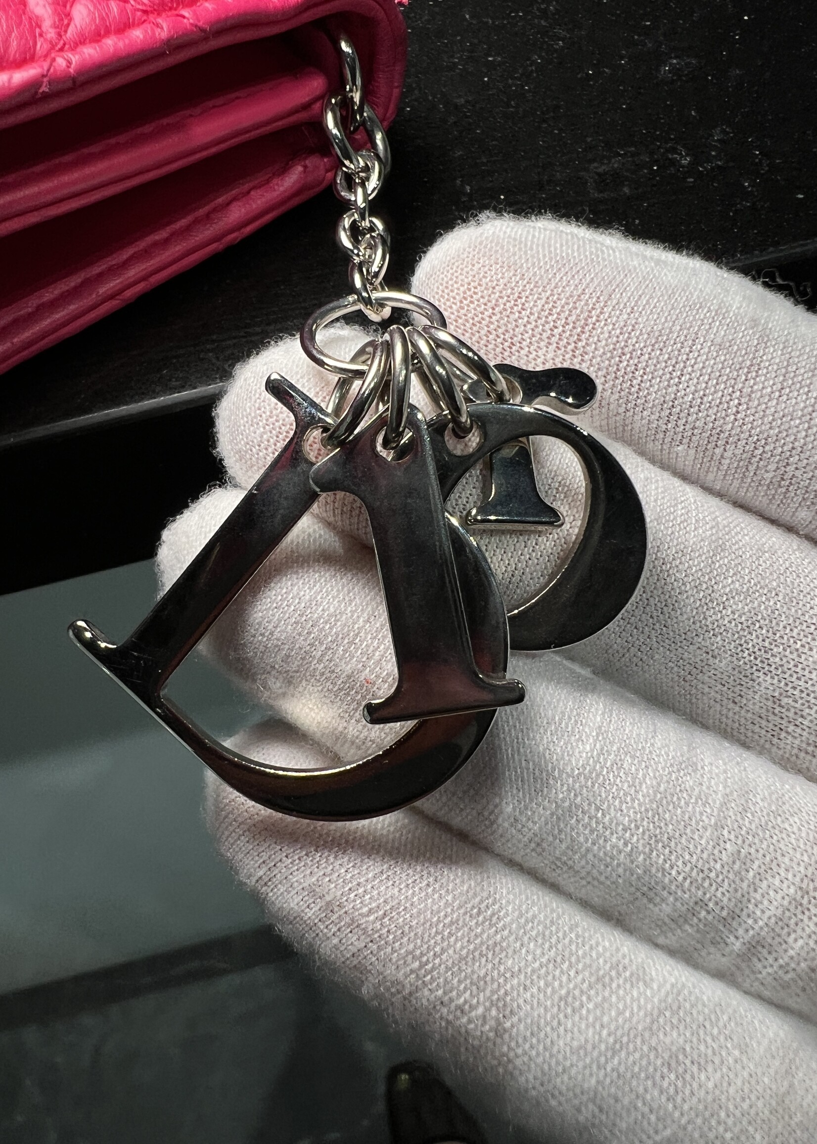Christian Dior SOLD- Christian Dior Pink Cannage Clutch on Chain