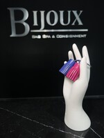 Hermes Hermes Navy & Fuchsia Carmen Uno-Dos Key Ring