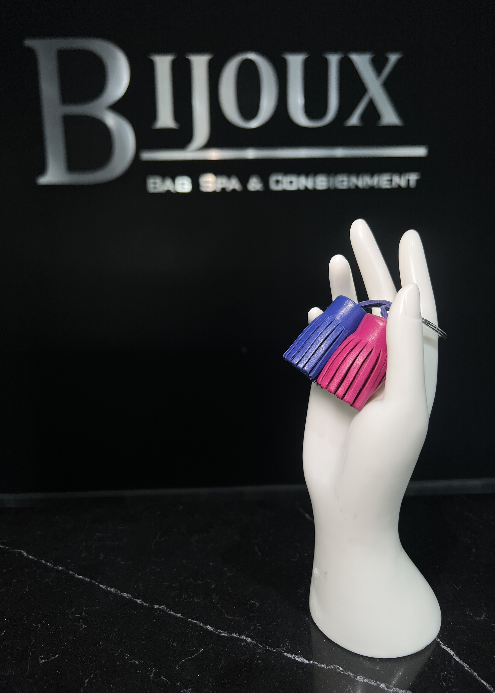 Hermes Hermes Navy & Fuchsia Carmen Uno-Dos Key Ring