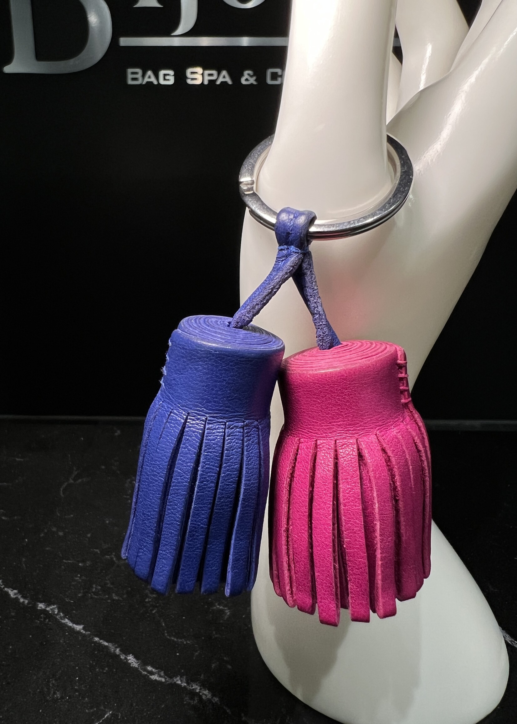 Hermes Hermes Navy & Fuchsia Carmen Uno-Dos Key Ring