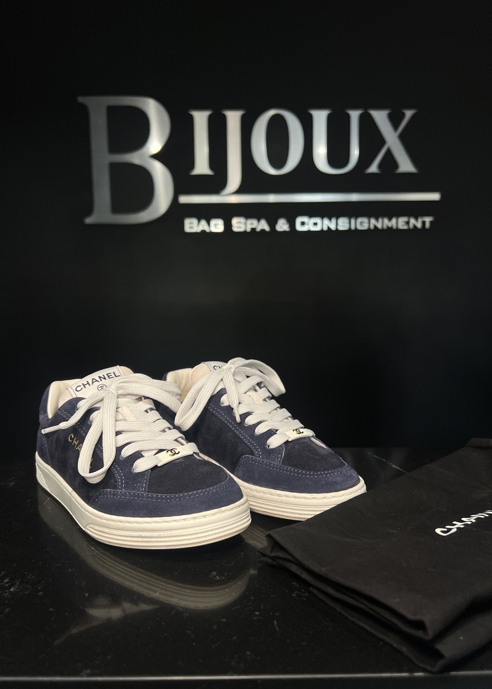 Chanel Chanel Navy Suede Sneakers 35.5